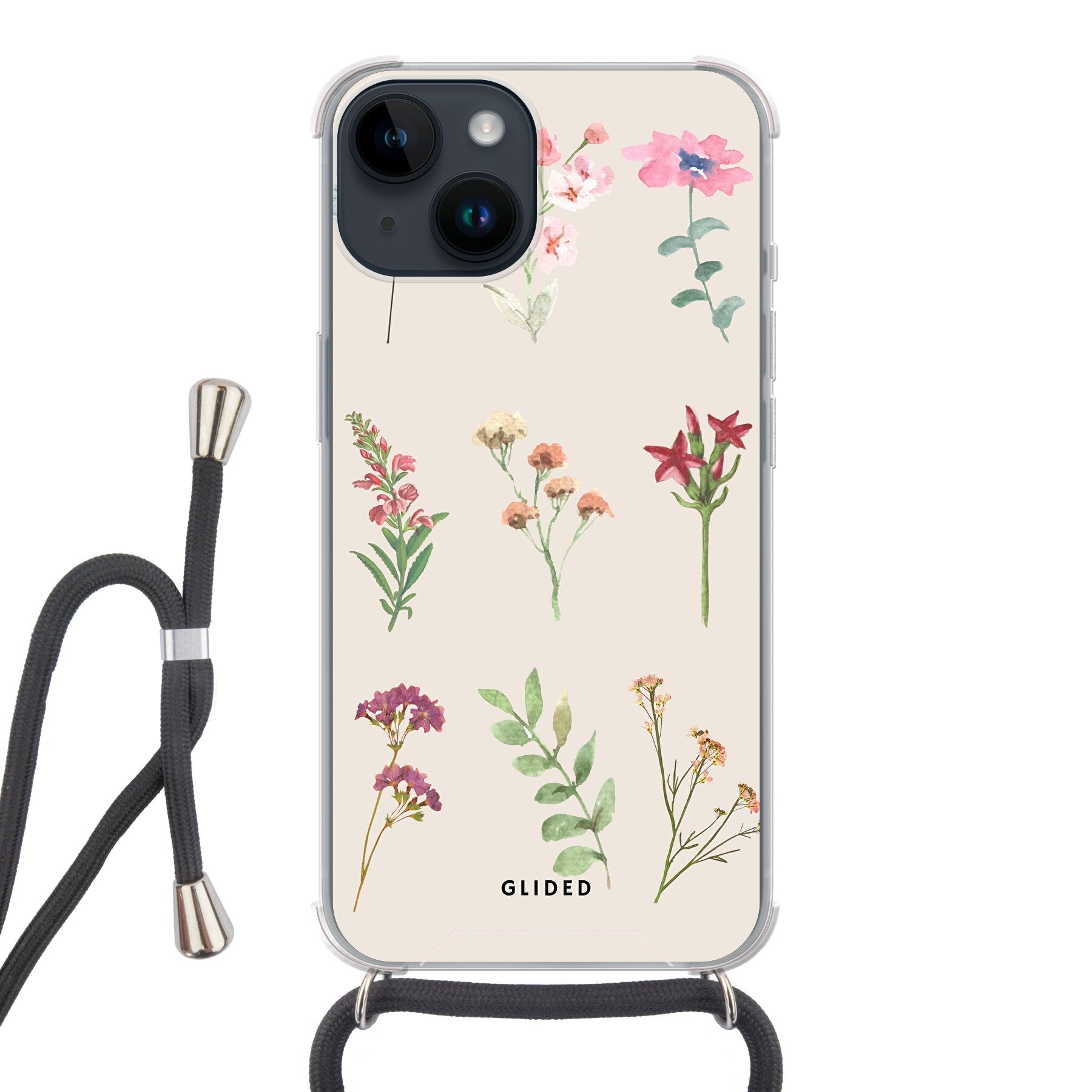 Botanical Garden iPhone 14 Handyhülle mit lebendigen Blumenmotiven und elegantem Design, ideal für Naturliebhaber.