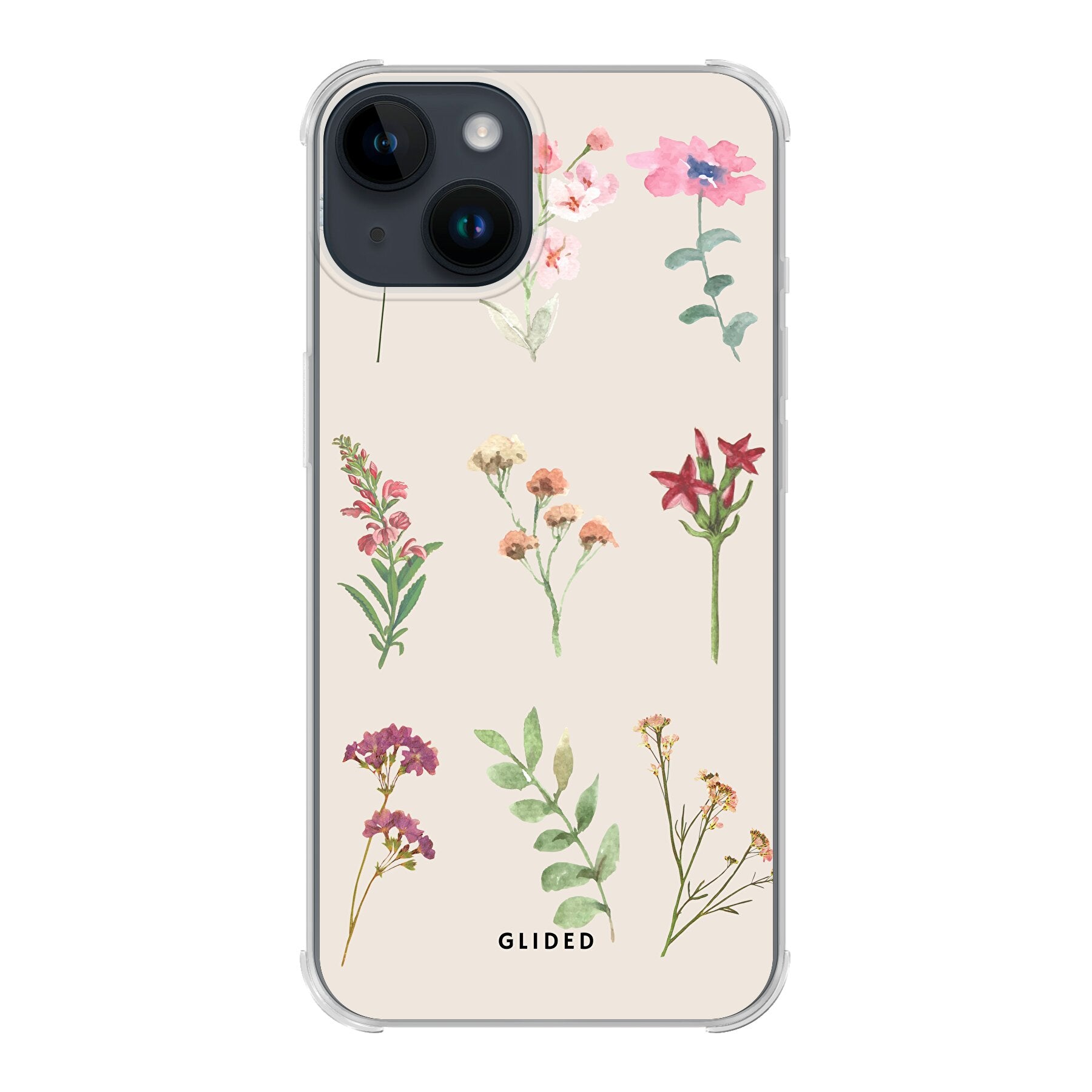 Botanical Garden iPhone 14 Handyhülle mit lebendigen Blumenmotiven und elegantem Design, ideal für Naturliebhaber.