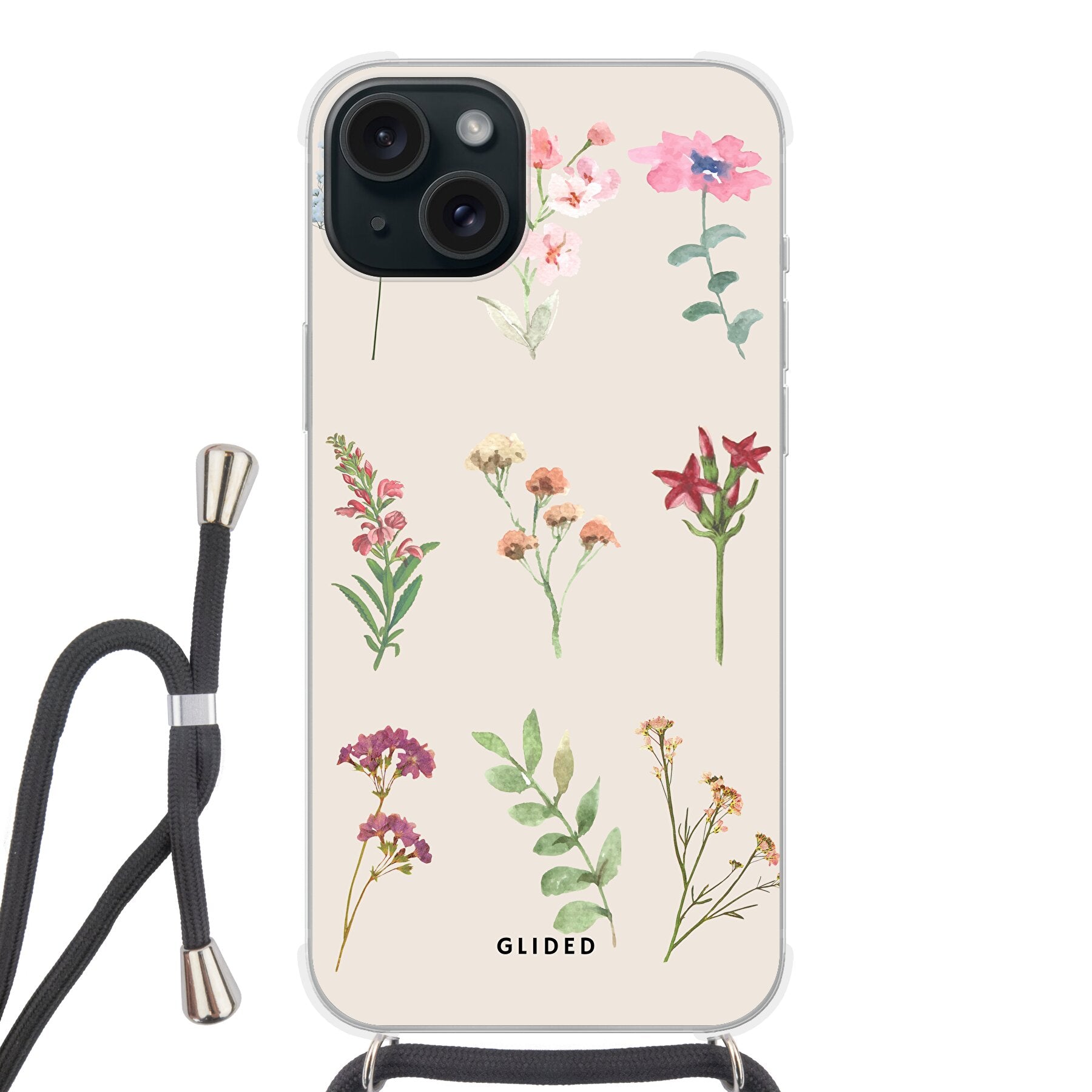 Botanical Garden iPhone 15 Plus Handyhülle mit lebendigen Blumenmotiven und elegantem Design, idealer Schutz für dein Smartphone.