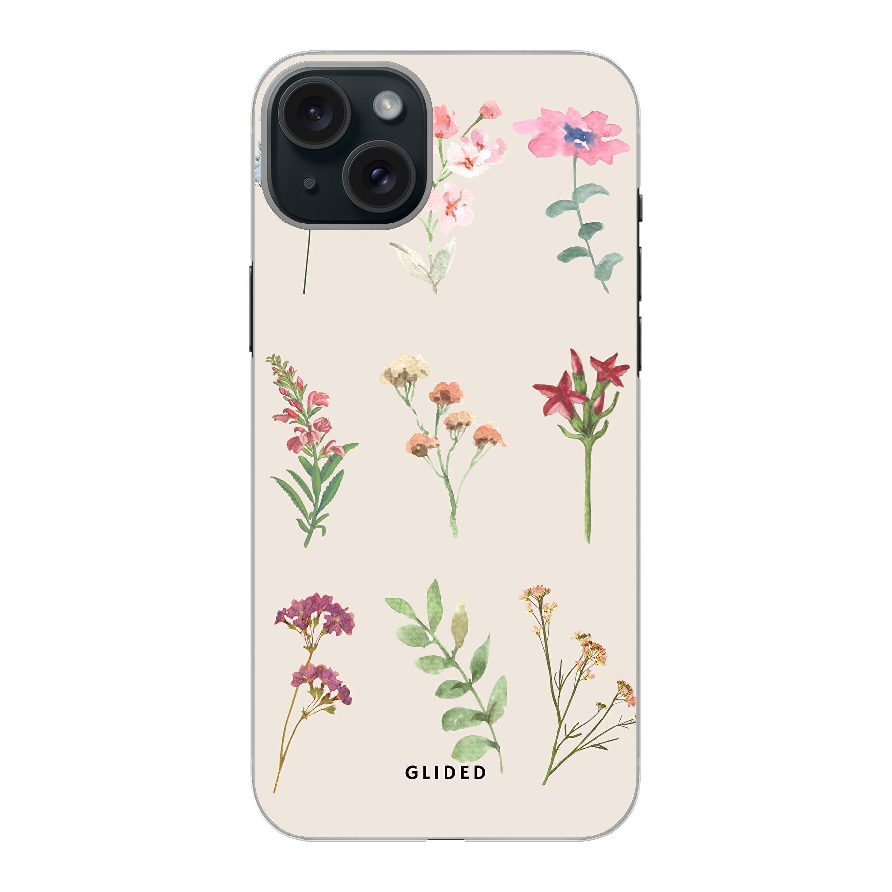 Botanical Garden iPhone 15 Plus Handyhülle mit lebendigen Blumenmotiven und elegantem Design, idealer Schutz für dein Smartphone.