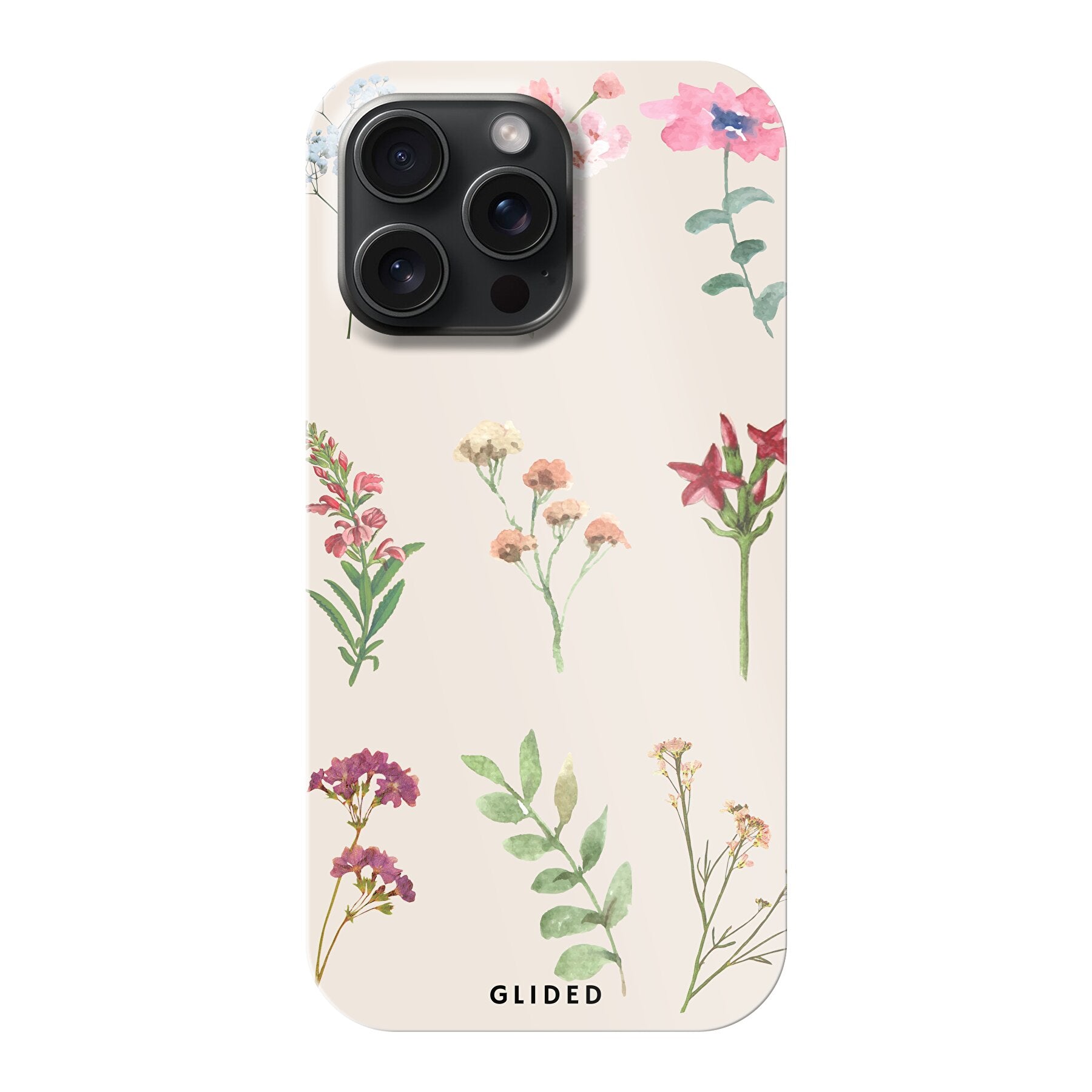 Botanical Garden Handyhülle für iPhone 15 Pro Max mit lebendigen Blumenmotiven und elegantem Design.