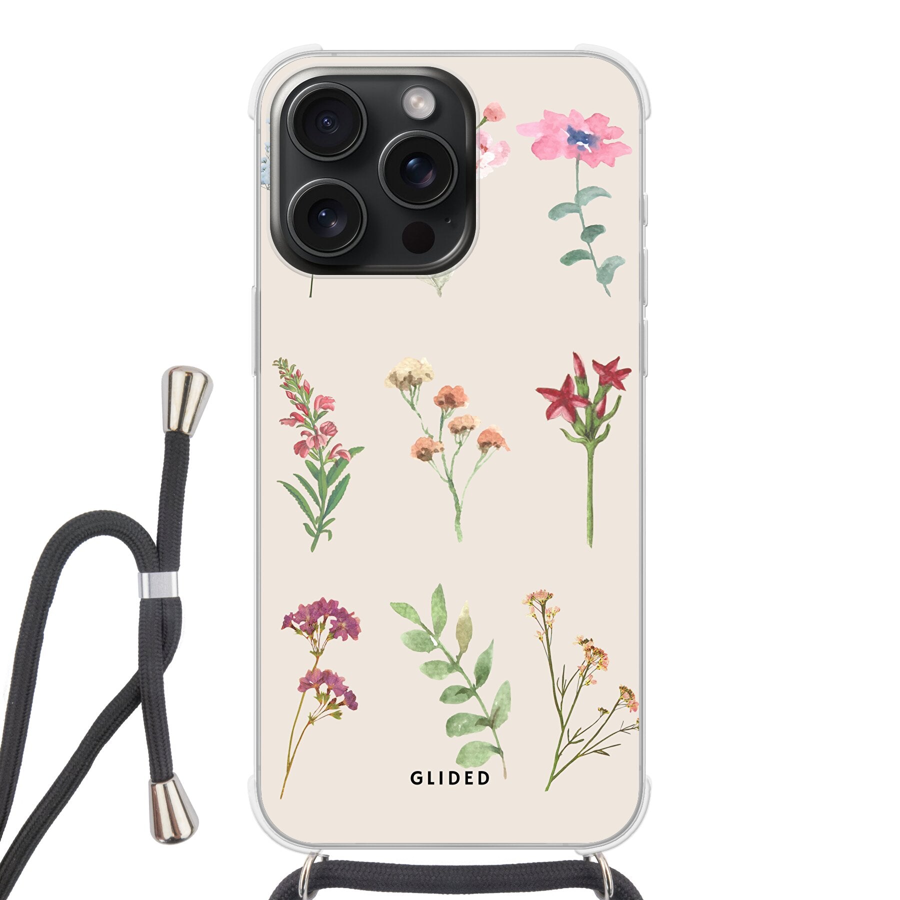 Botanical Garden Handyhülle für iPhone 15 Pro Max mit lebendigen Blumenmotiven und elegantem Design.