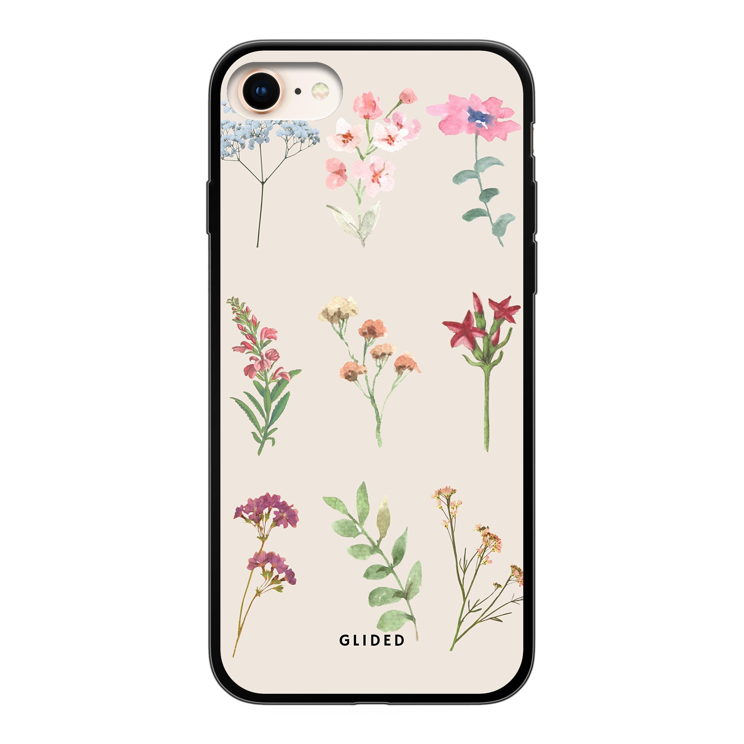 Botanical Garden iPhone 8 Handyhülle mit lebendigen Blumenmotiven und elegantem Design, ideal für Naturliebhaber.