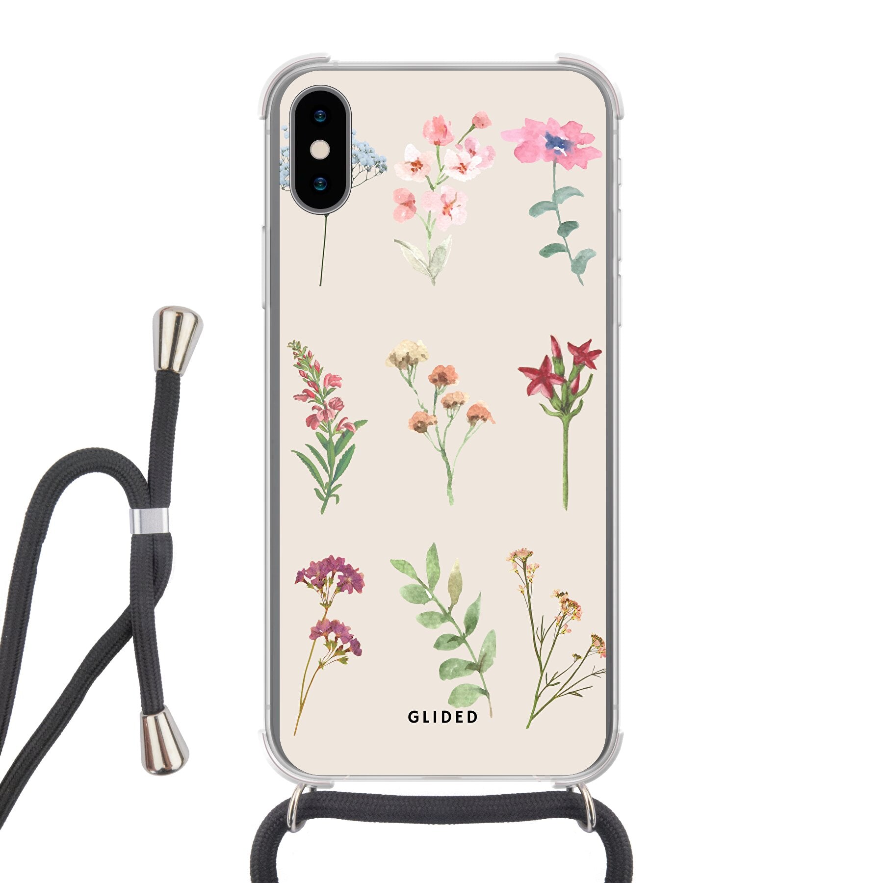 Botanical Garden iPhone X/Xs Handyhülle mit bunten Blumen und elegantem Design, ideal für Naturliebhaber.