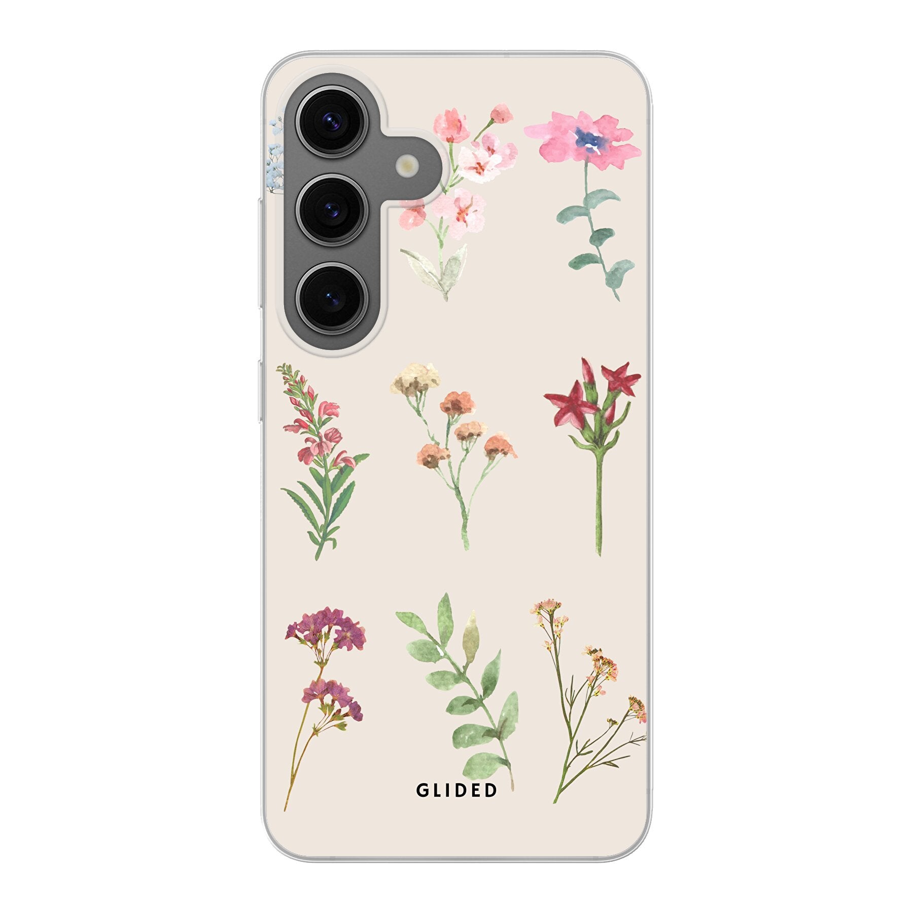 Botanical Garden Handyhülle für Samsung Galaxy S24 mit bunten Blumenmotiven und elegantem Design.