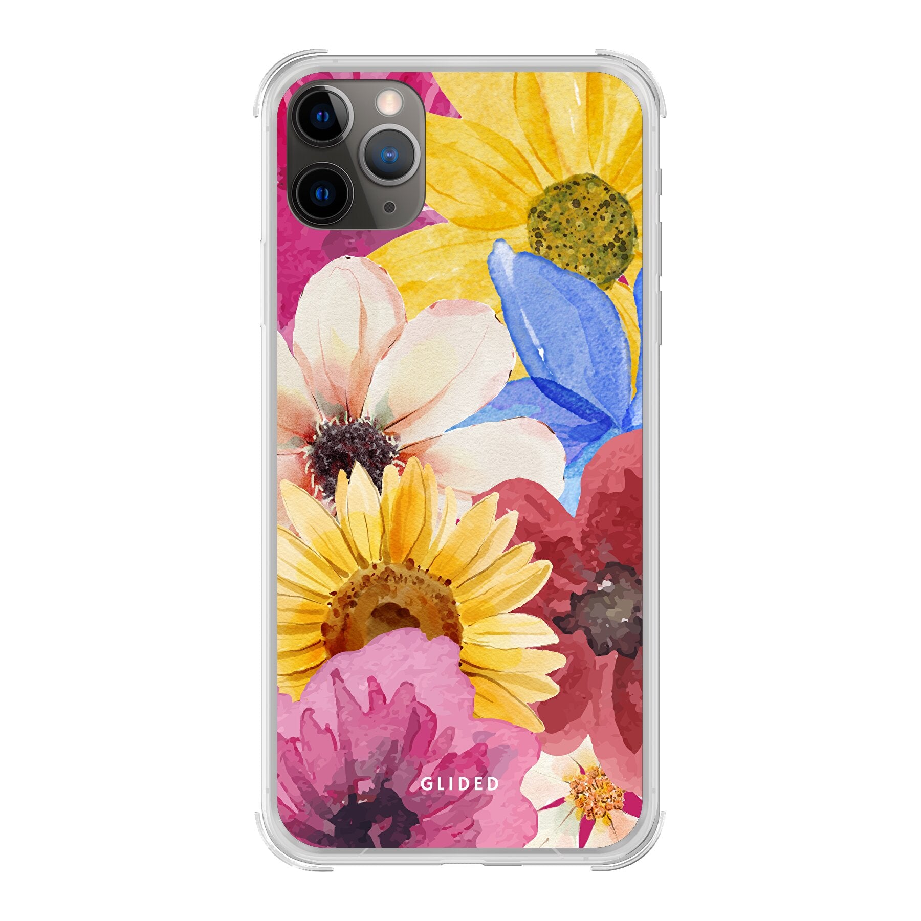 Bouquet iPhone 11 Pro Handyhülle mit floralen Designs, die lebendige Blumen und elegante Farben zeigt.