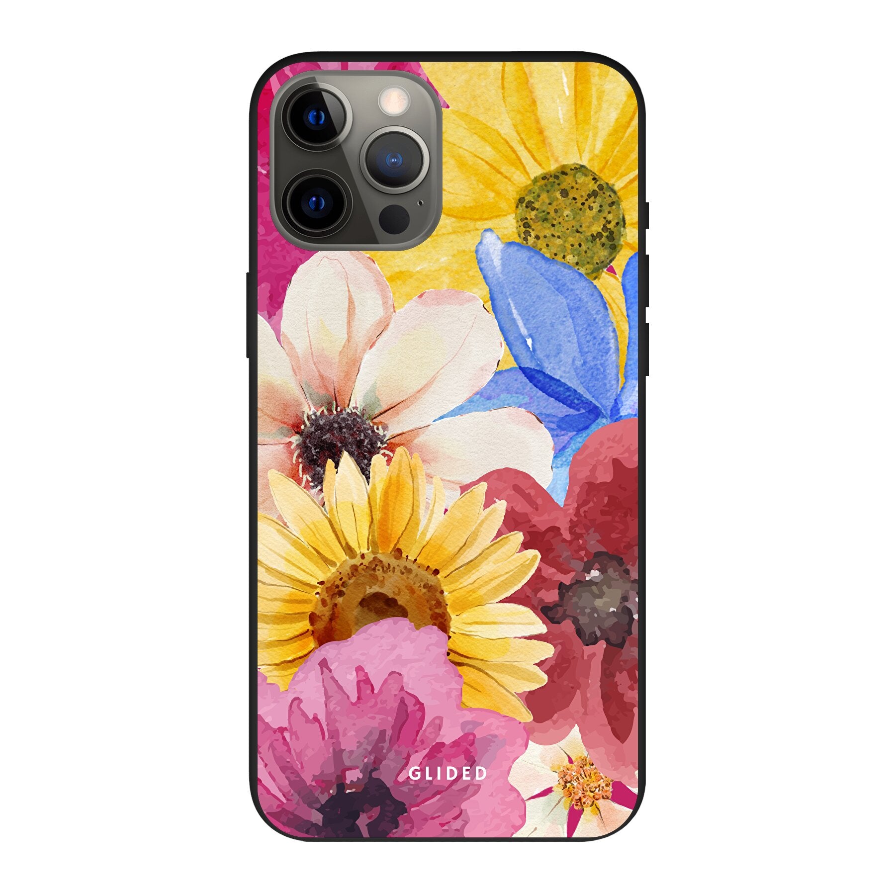 Bouquet iPhone 12 Pro Max Handyhülle mit floralen Designs in lebendigen Farben, die stilvollen Schutz bietet.