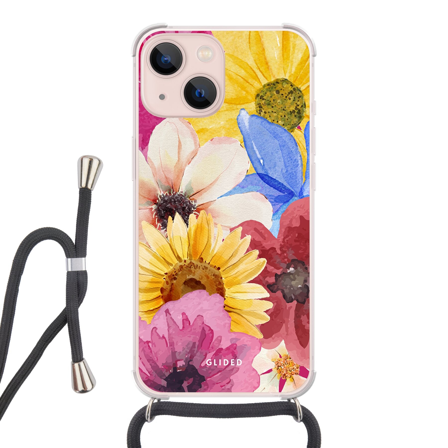 Bouquet iPhone 13 Handyhülle mit floralen Designs, die lebendige Blumenmuster zeigt und stilvollen Schutz bietet.