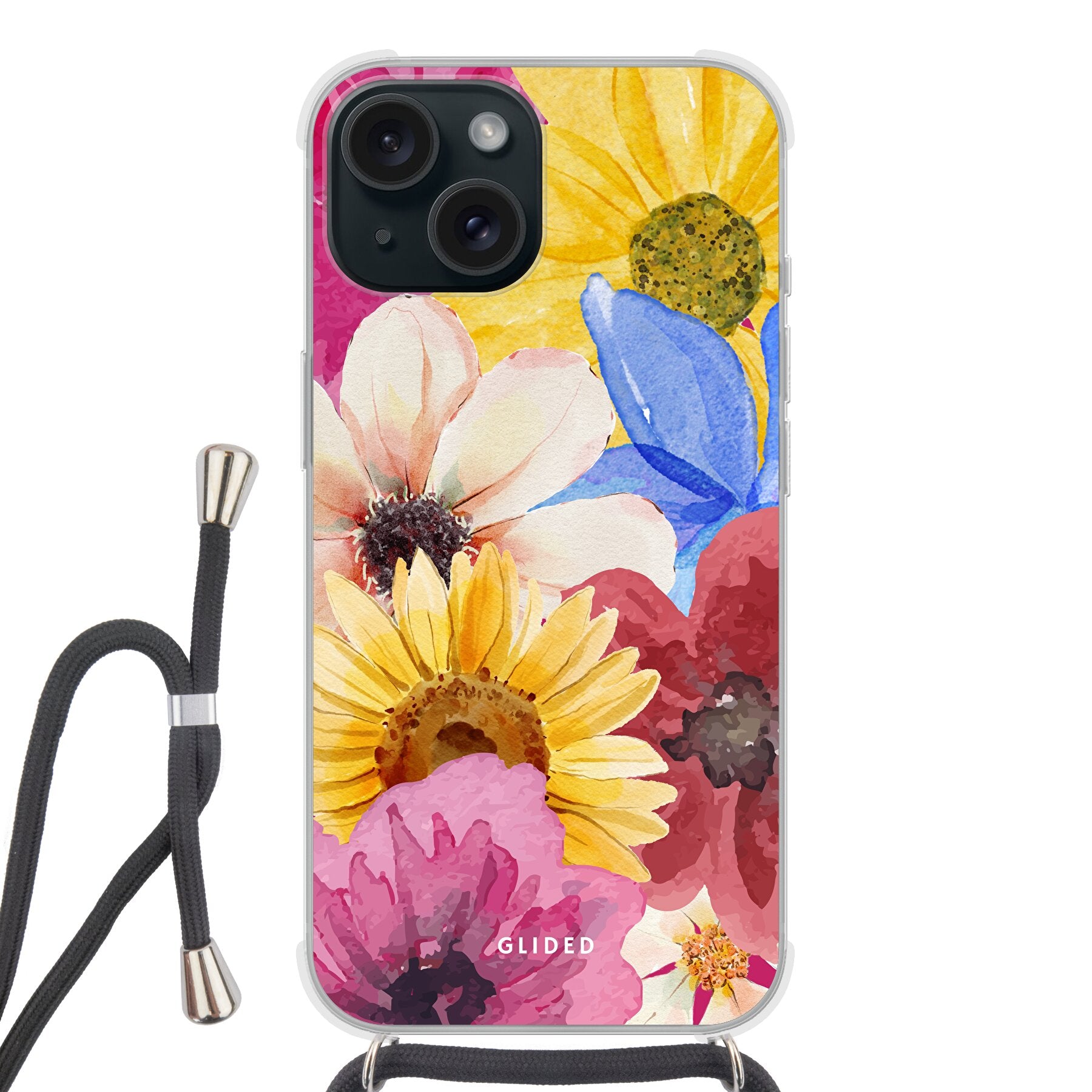 Bouquet iPhone 15 Handyhülle mit floralen Designs, die lebendige Blumen darstellt und stilvollen Schutz bietet.