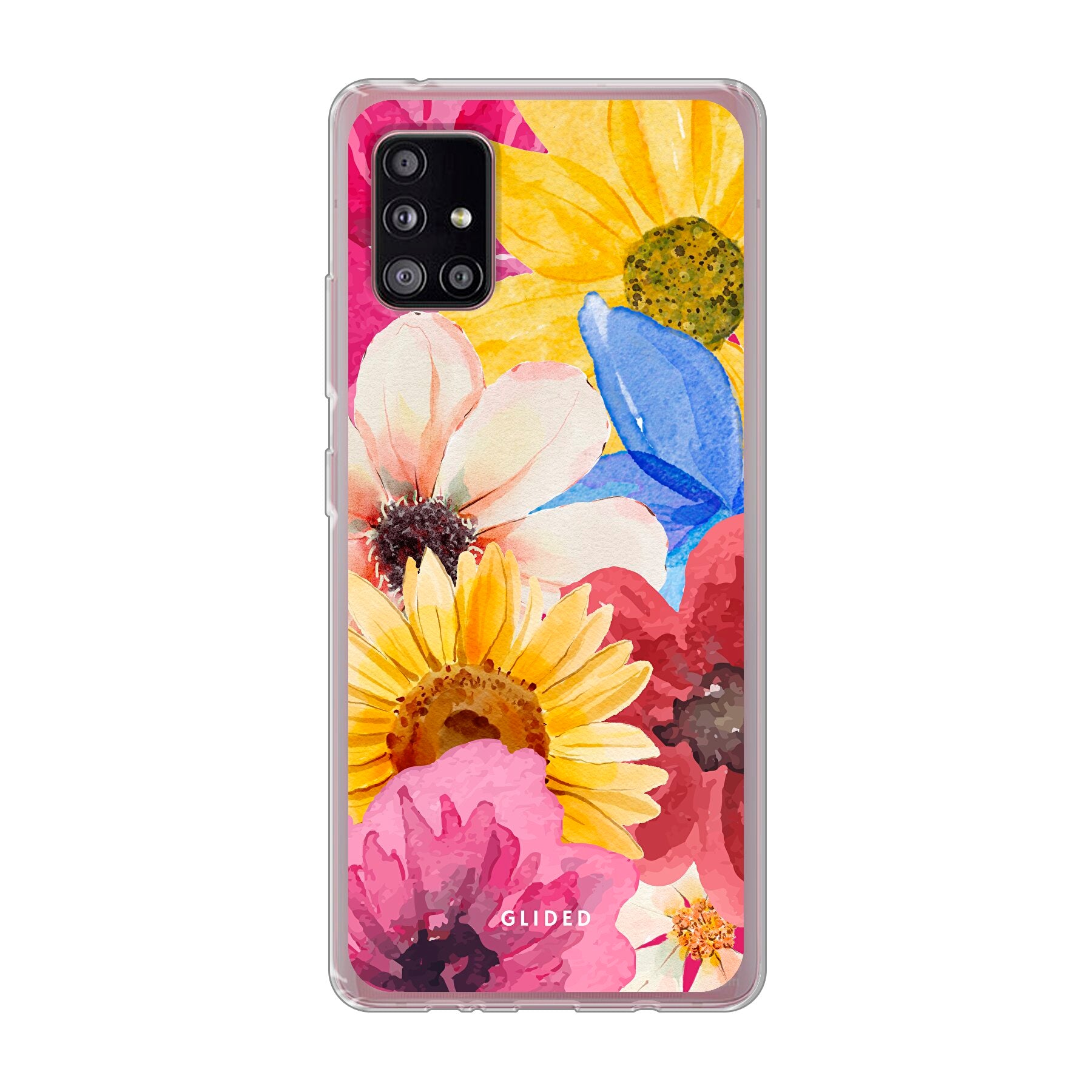 Bouquet Handyhülle für Samsung Galaxy A51 5G mit floralen Designs in lebhaften Farben, die stilvollen Schutz bietet.