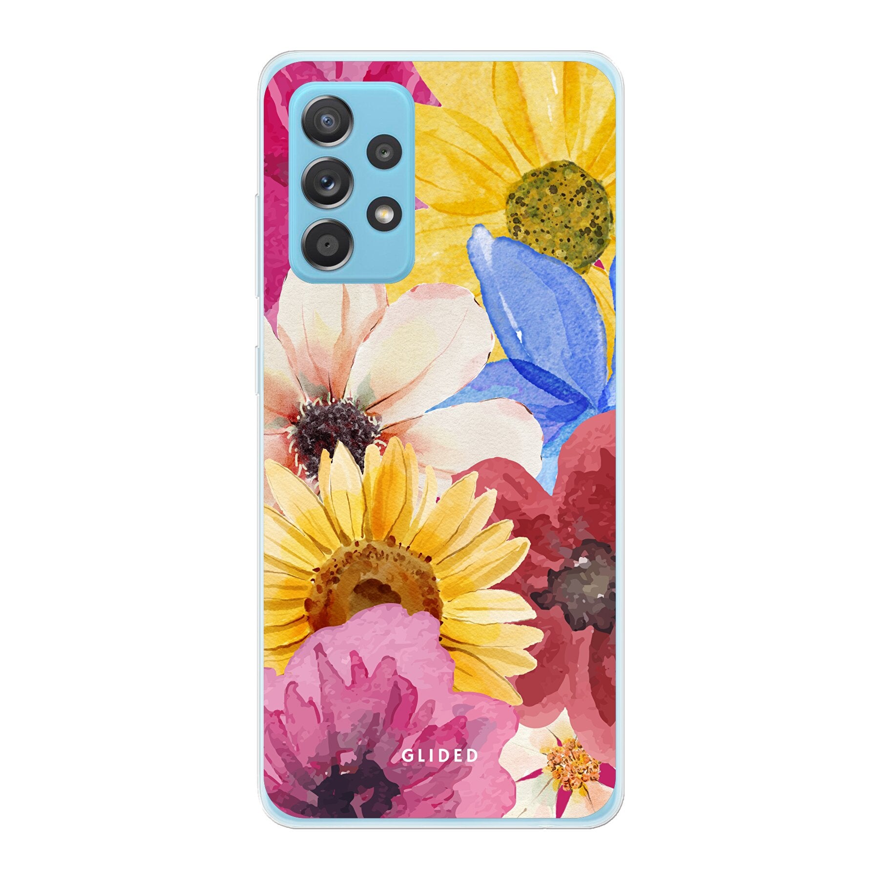 Bouquet Handyhülle für Samsung Galaxy A53 5G mit lebendigen Blumenmotiven, die stilvollen Schutz bietet.