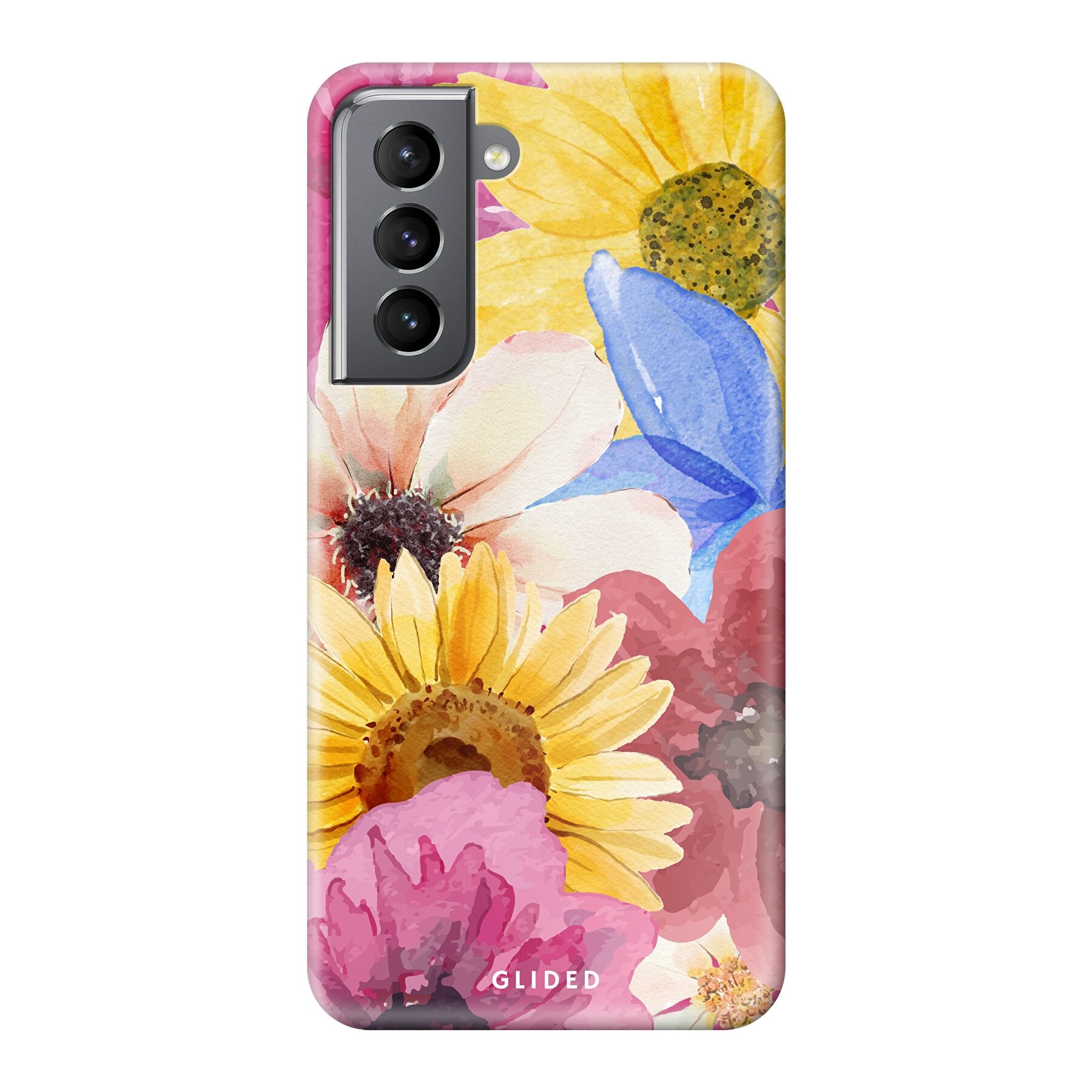 Bouquet Handyhülle für Samsung Galaxy S21 5G mit floralen Designs in lebhaften Farben, die stilvollen Schutz bietet.