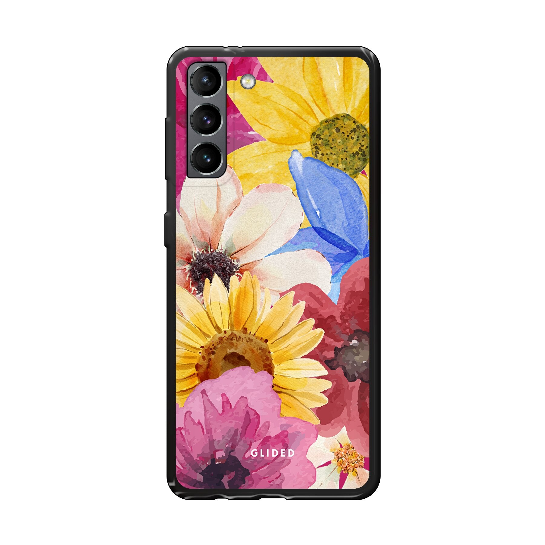 Bouquet Handyhülle für Samsung Galaxy S21 5G mit floralen Designs in lebhaften Farben, die stilvollen Schutz bietet.