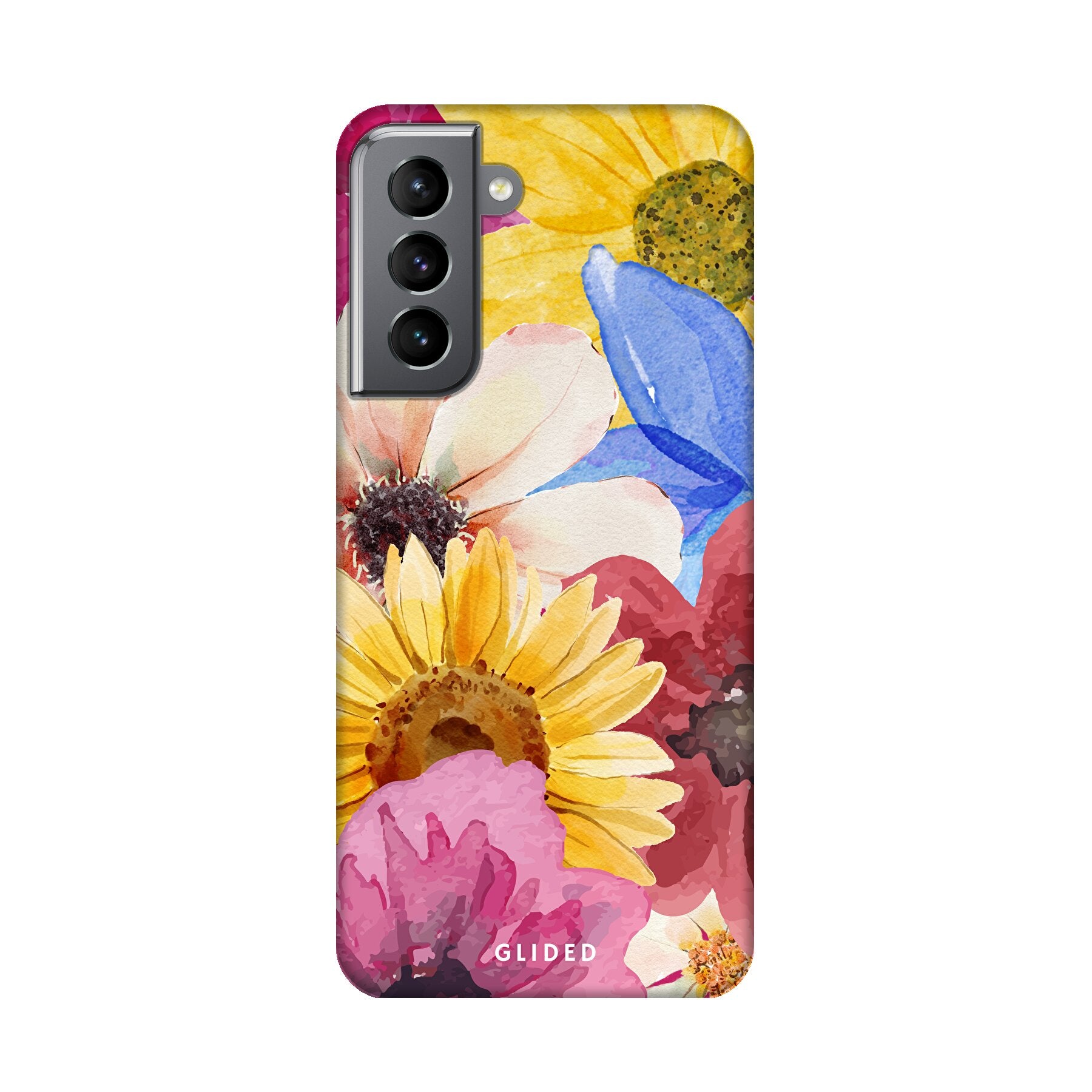 Bouquet Handyhülle für Samsung Galaxy S21 5G mit floralen Designs in lebhaften Farben, die stilvollen Schutz bietet.