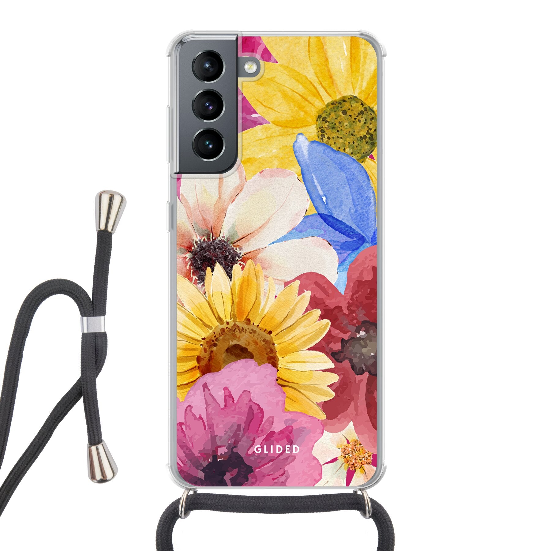 Bouquet Handyhülle für Samsung Galaxy S21 5G mit floralen Designs in lebhaften Farben, die stilvollen Schutz bietet.