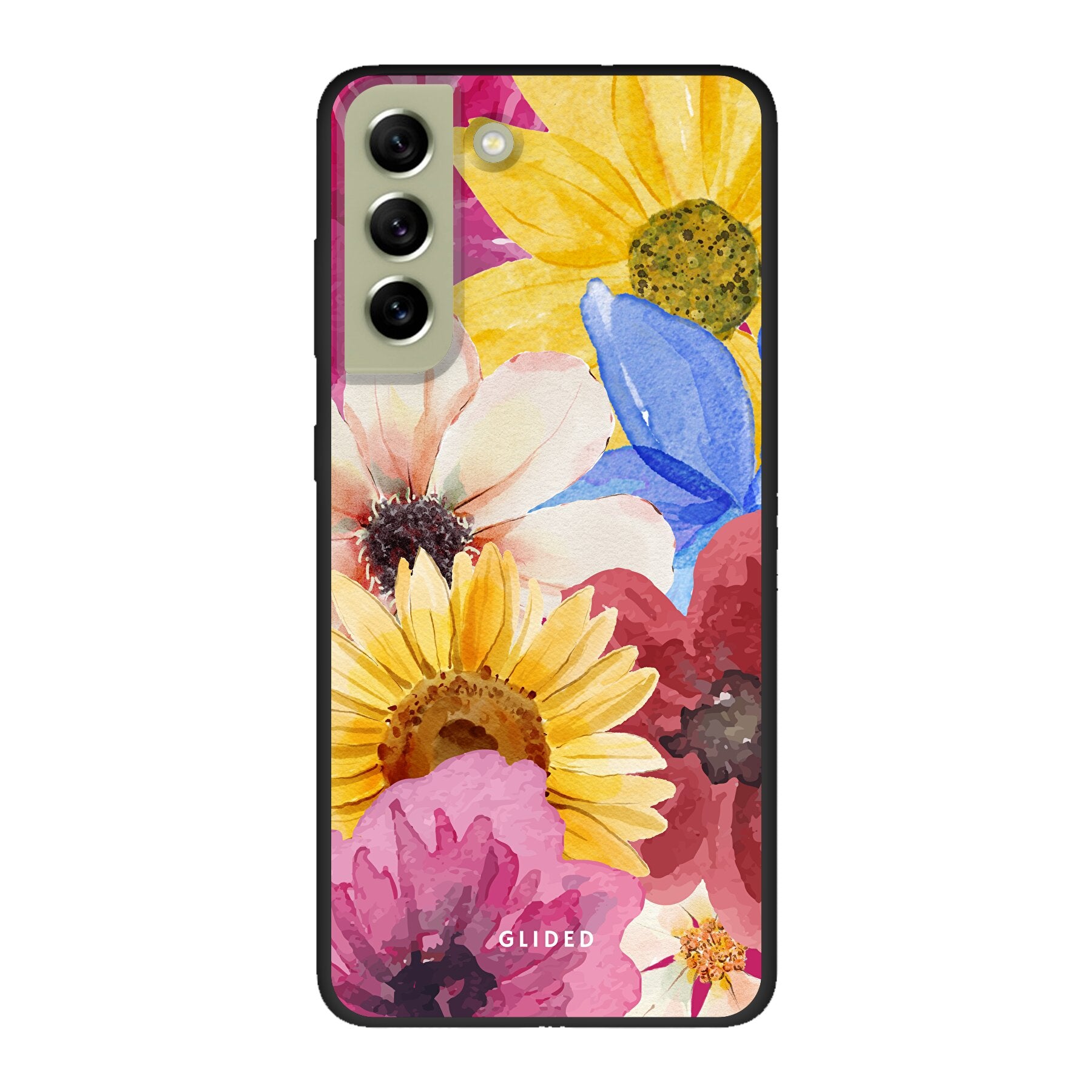 Bouquet Handyhülle für Samsung Galaxy S21 FE mit floralen Designs, die lebendige Blumen und elegante Farben zeigt.