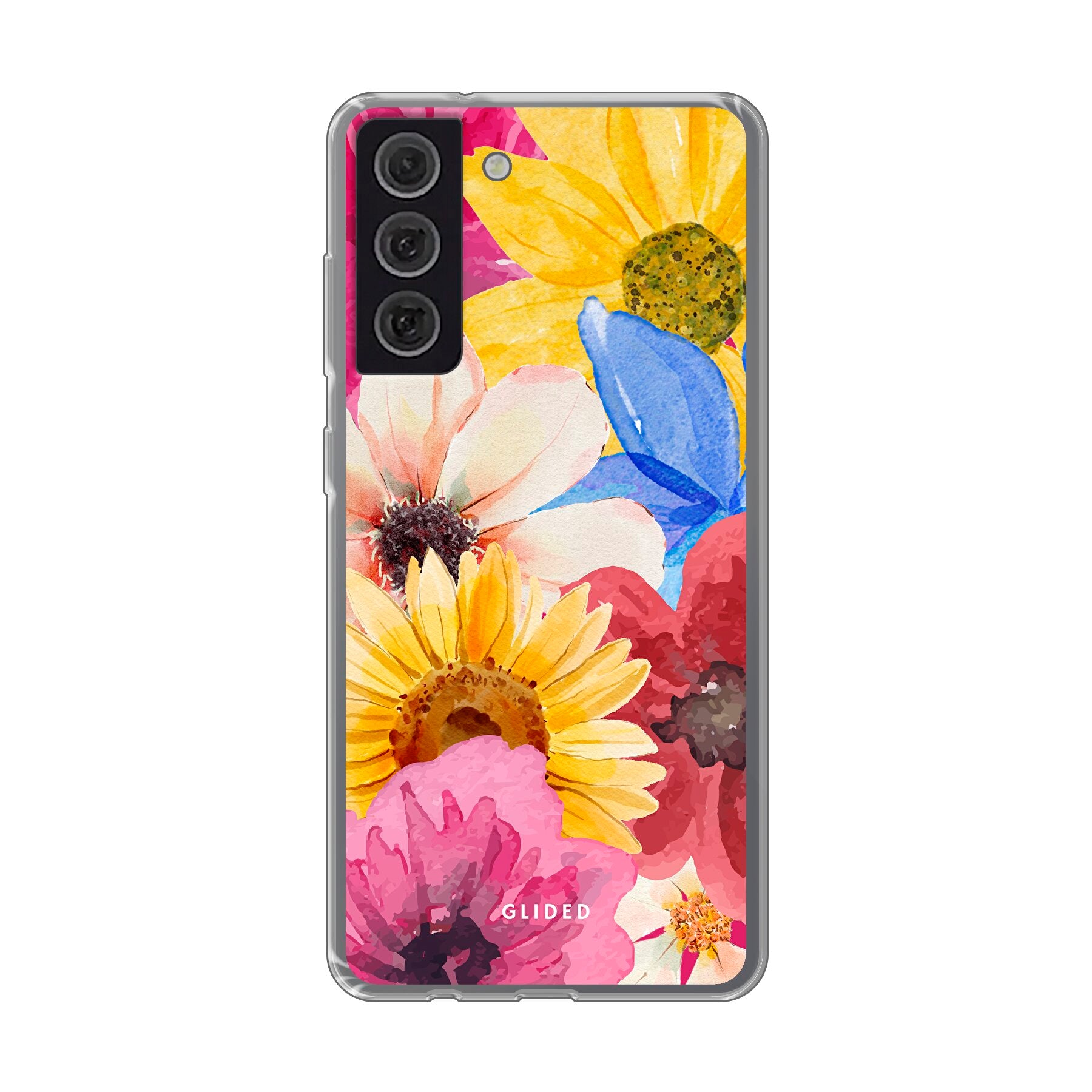 Bouquet Handyhülle für Samsung Galaxy S21 FE mit floralen Designs, die lebendige Blumen und elegante Farben zeigt.