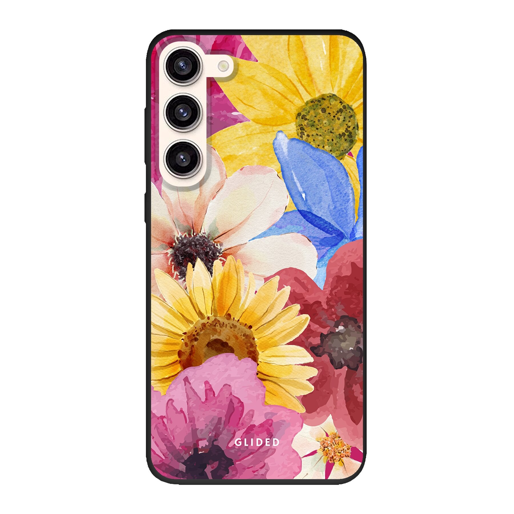 Bouquet Handyhülle für Samsung Galaxy S23 Plus mit floralen Designs in lebendigen Farben, bietet stilvollen Schutz und Eleganz.