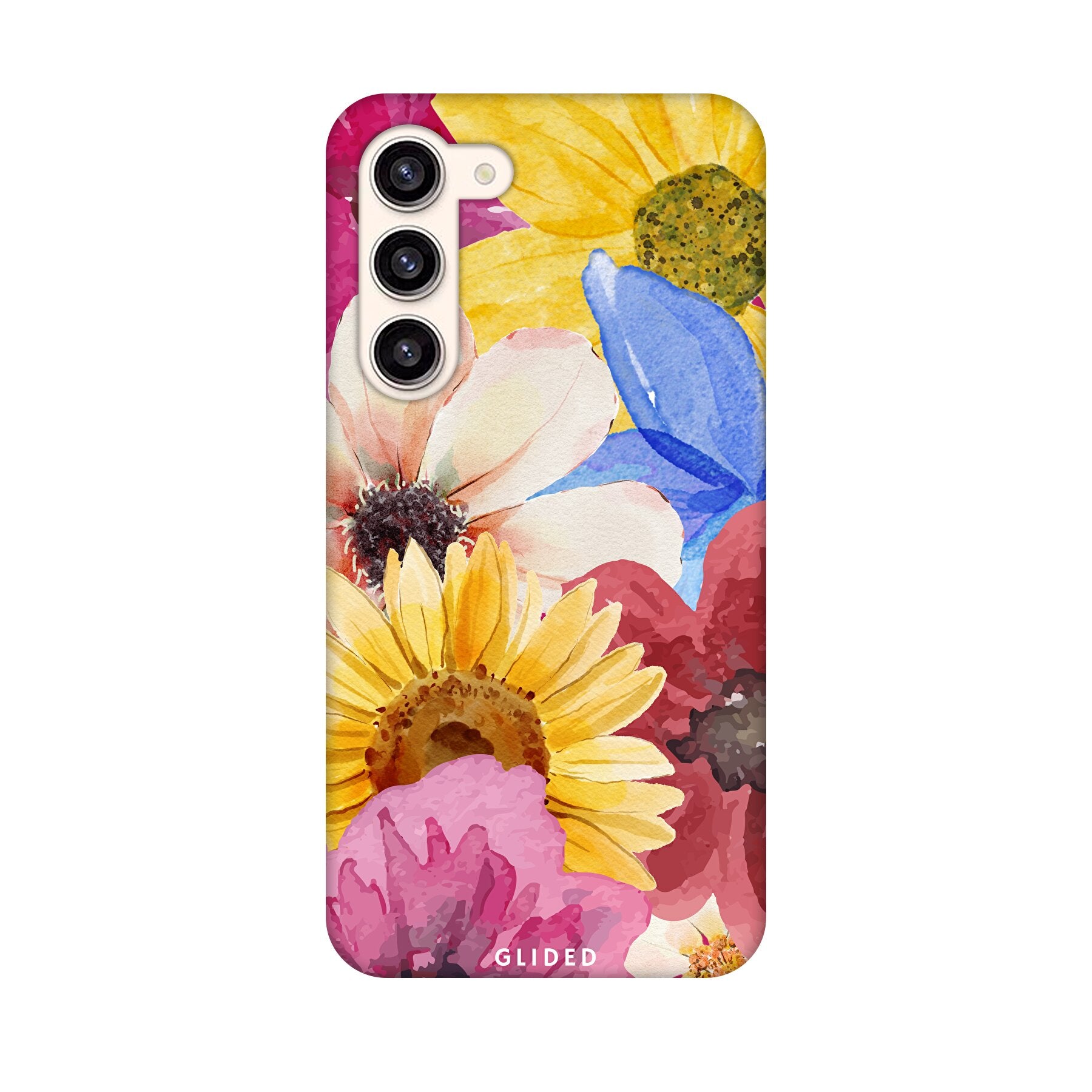 Bouquet Handyhülle für Samsung Galaxy S23 Plus mit floralen Designs in lebendigen Farben, bietet stilvollen Schutz und Eleganz.