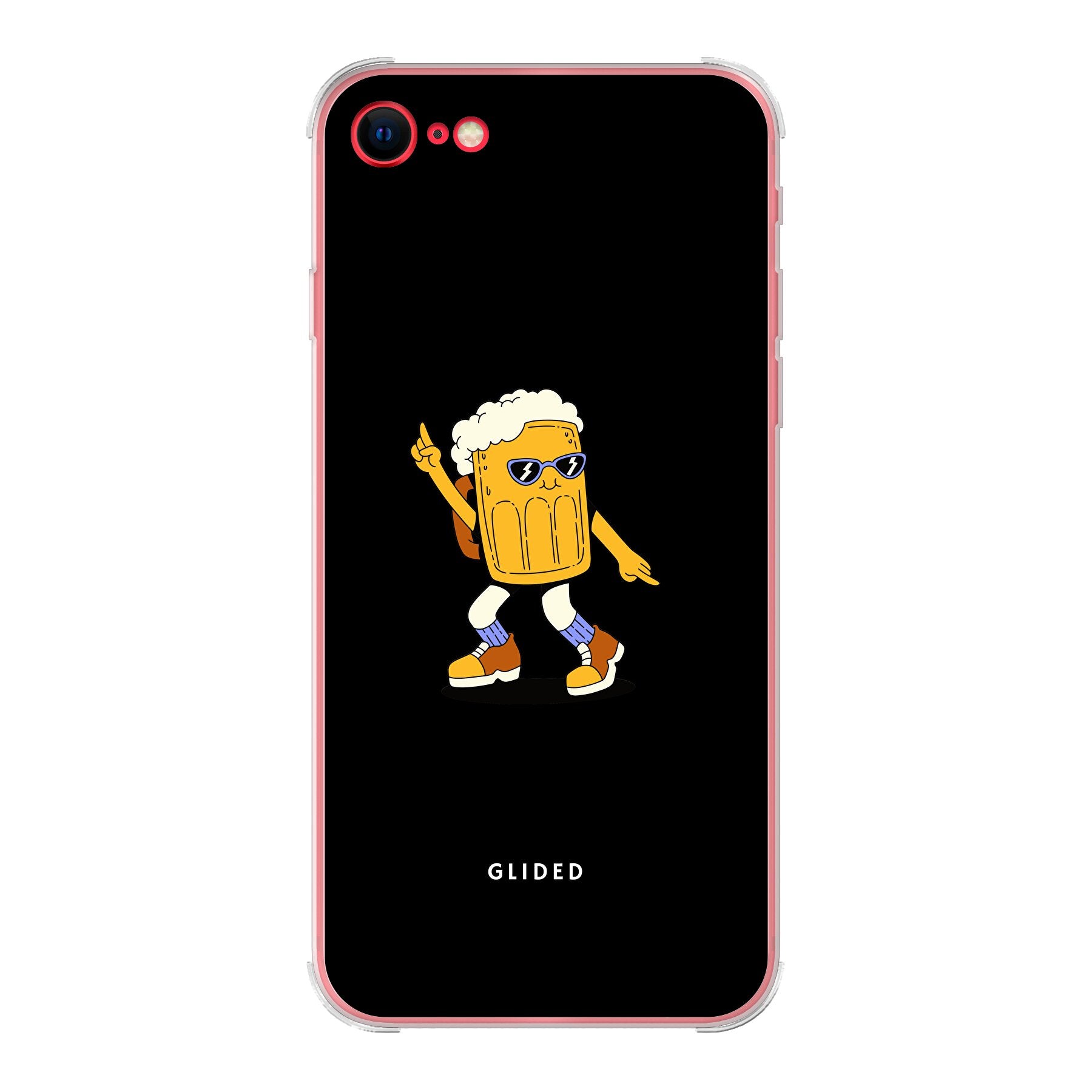 Brew Dance iPhone 8 Handyhülle mit fröhlichem Bierdesign auf lebhaftem Hintergrund, ideal für Bierliebhaber.