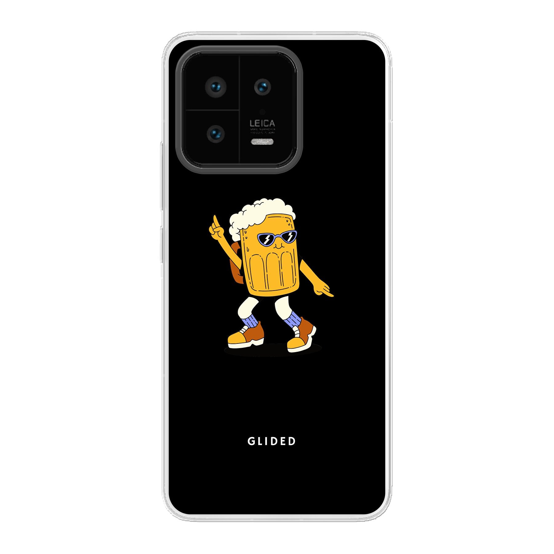 Brew Dance Handyhülle für Xiaomi 13 mit einem fröhlichen tanzenden Bier-Design auf lebhaftem Hintergrund.