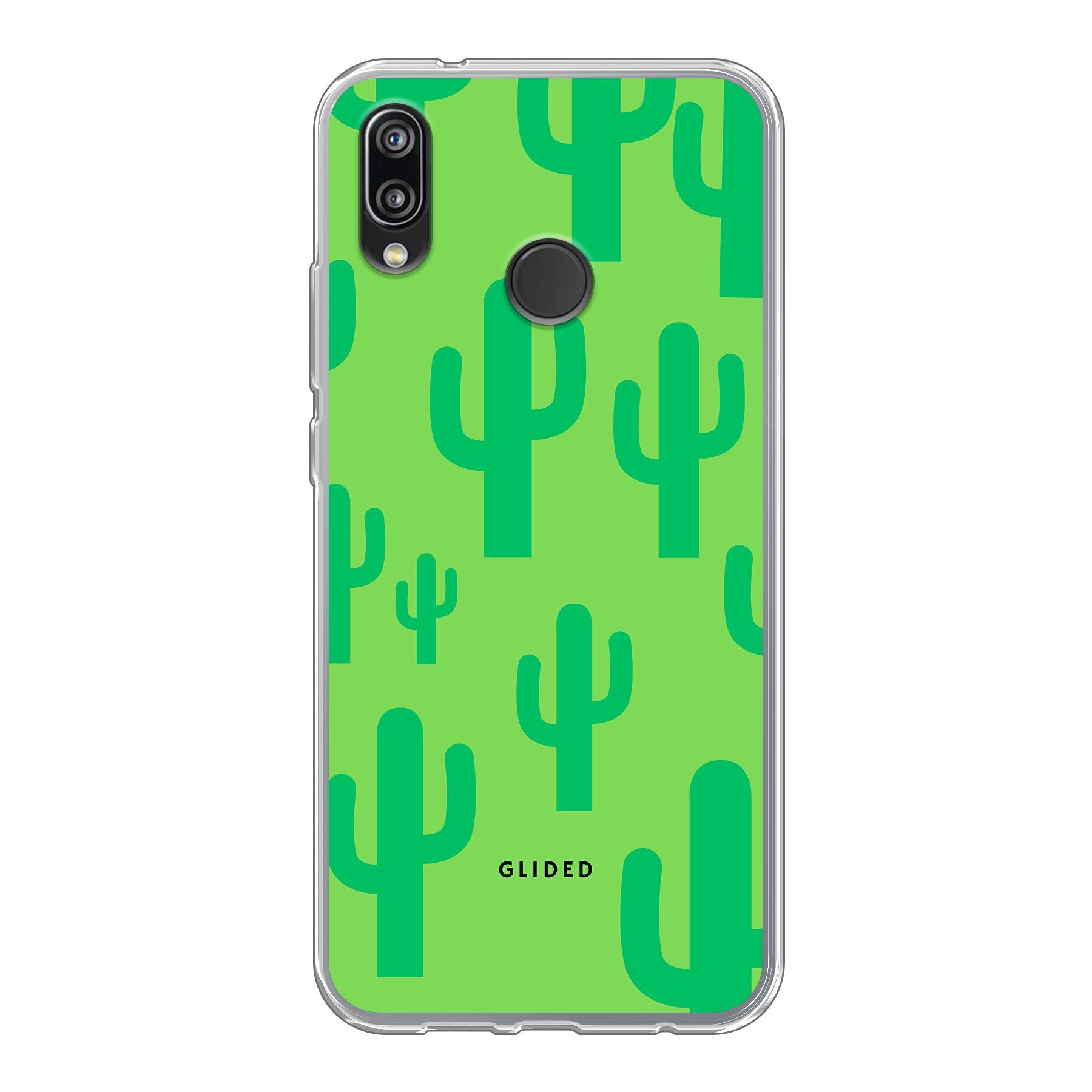 Cactus Spikes Handyhülle für Huawei P20 Lite mit lebendigem Kaktusdesign auf grünem Hintergrund, idealer Schutz und stilvolles Accessoire.