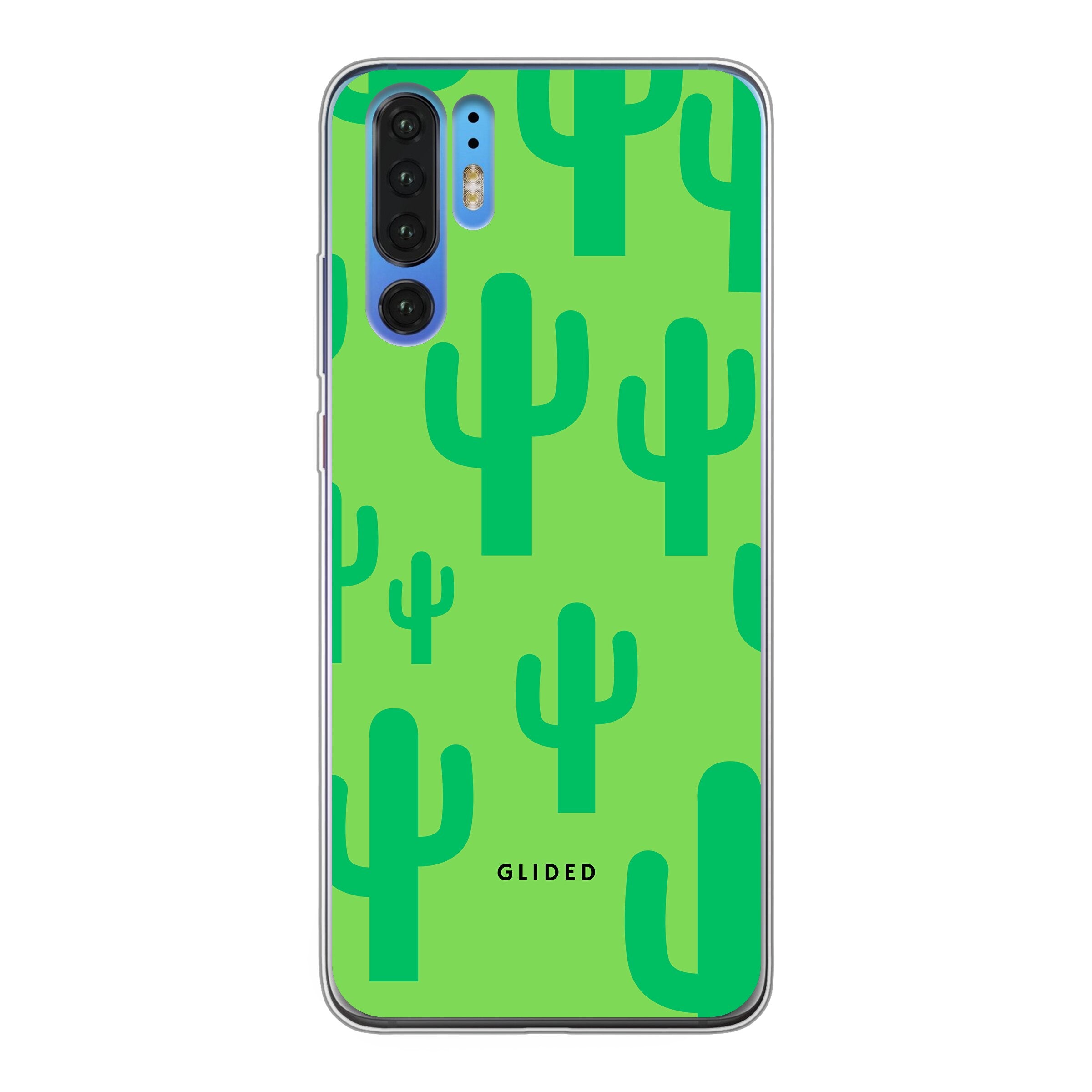 Cactus Spikes Huawei P30 Pro Handyhülle mit lebendigem Kaktusdesign auf grünem Hintergrund.