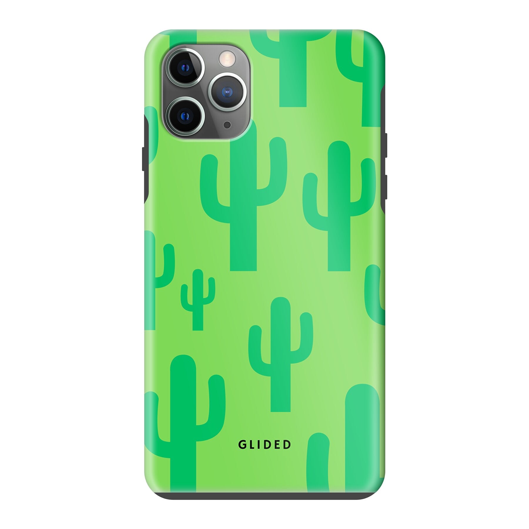 Cactus Spikes Handyhülle für iPhone 11 Pro Max mit lebendigem Kaktusdesign auf grünem Hintergrund.