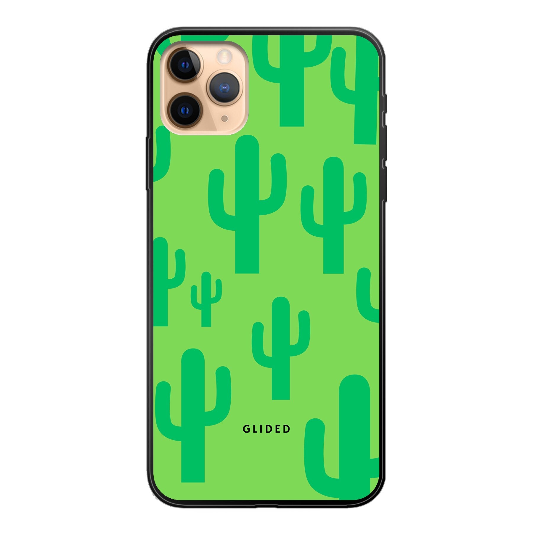 Cactus Spikes Handyhülle für iPhone 11 Pro Max mit lebendigem Kaktusdesign auf grünem Hintergrund.