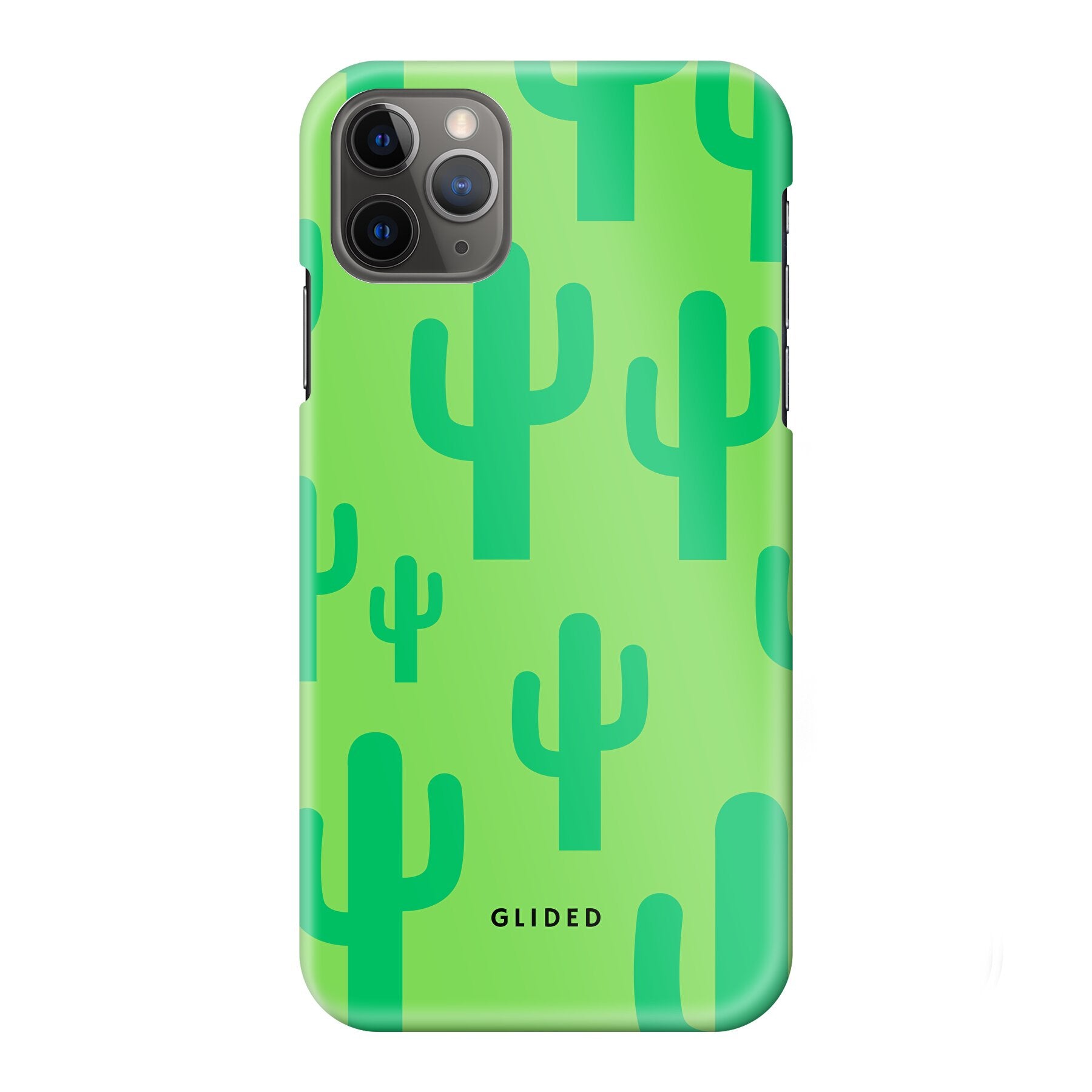 Cactus Spikes Handyhülle für iPhone 11 Pro Max mit lebendigem Kaktusdesign auf grünem Hintergrund.