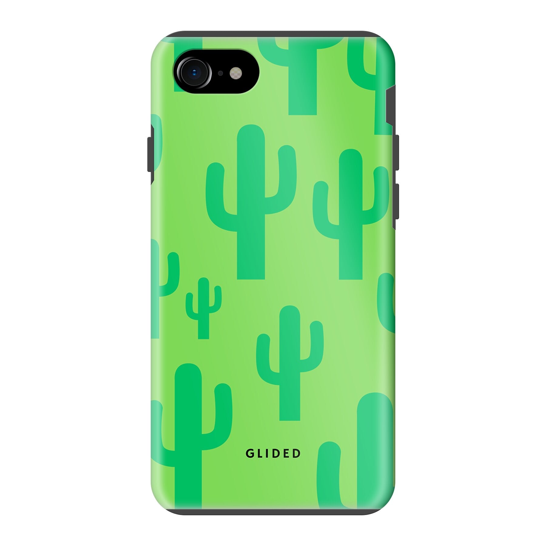 Cactus Spikes iPhone 8 Handyhülle mit lebendigem Kaktusdesign auf grünem Hintergrund, idealer Schutz und stilvolles Accessoire.