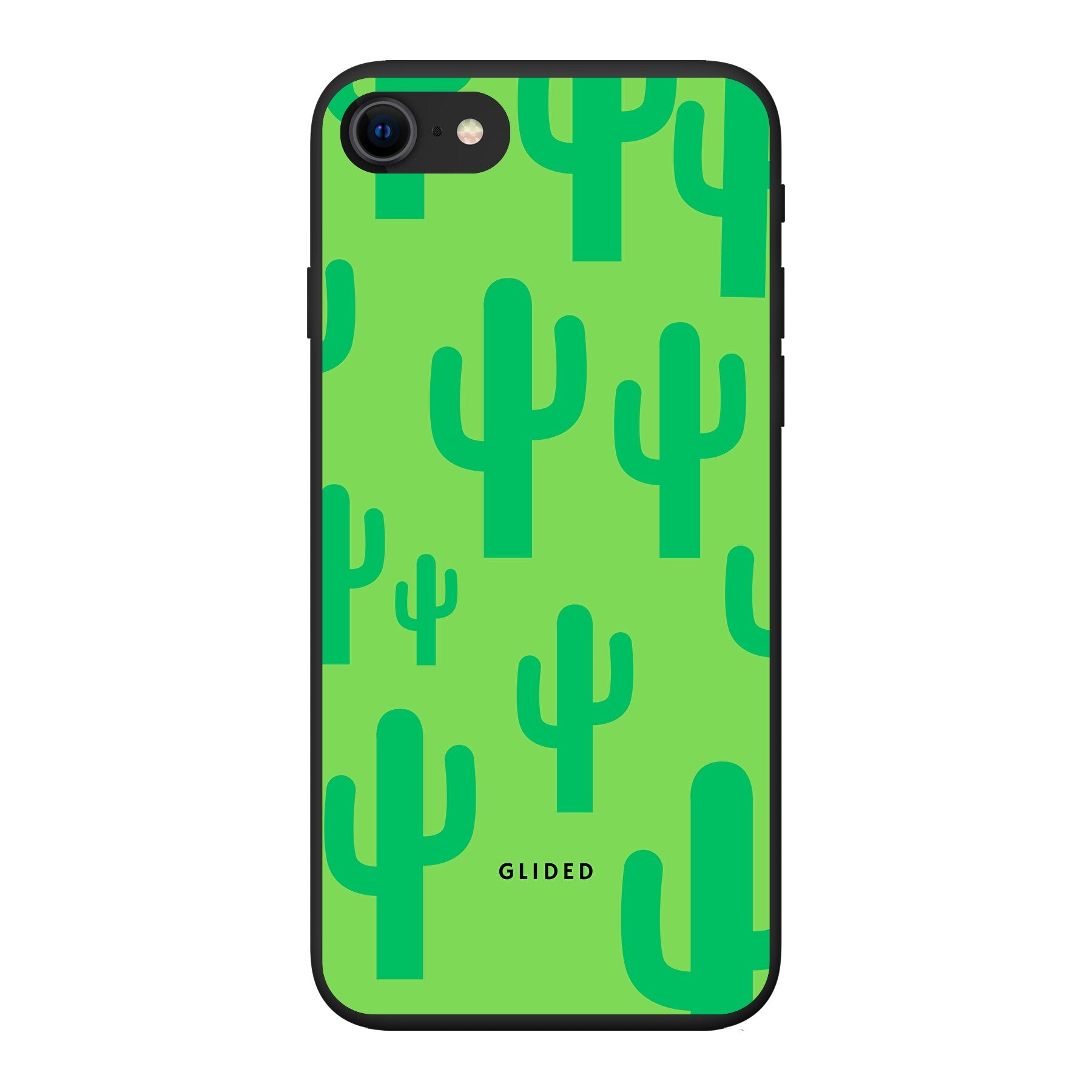 Cactus Spikes iPhone 8 Handyhülle mit lebendigem Kaktusdesign auf grünem Hintergrund, idealer Schutz und stilvolles Accessoire.