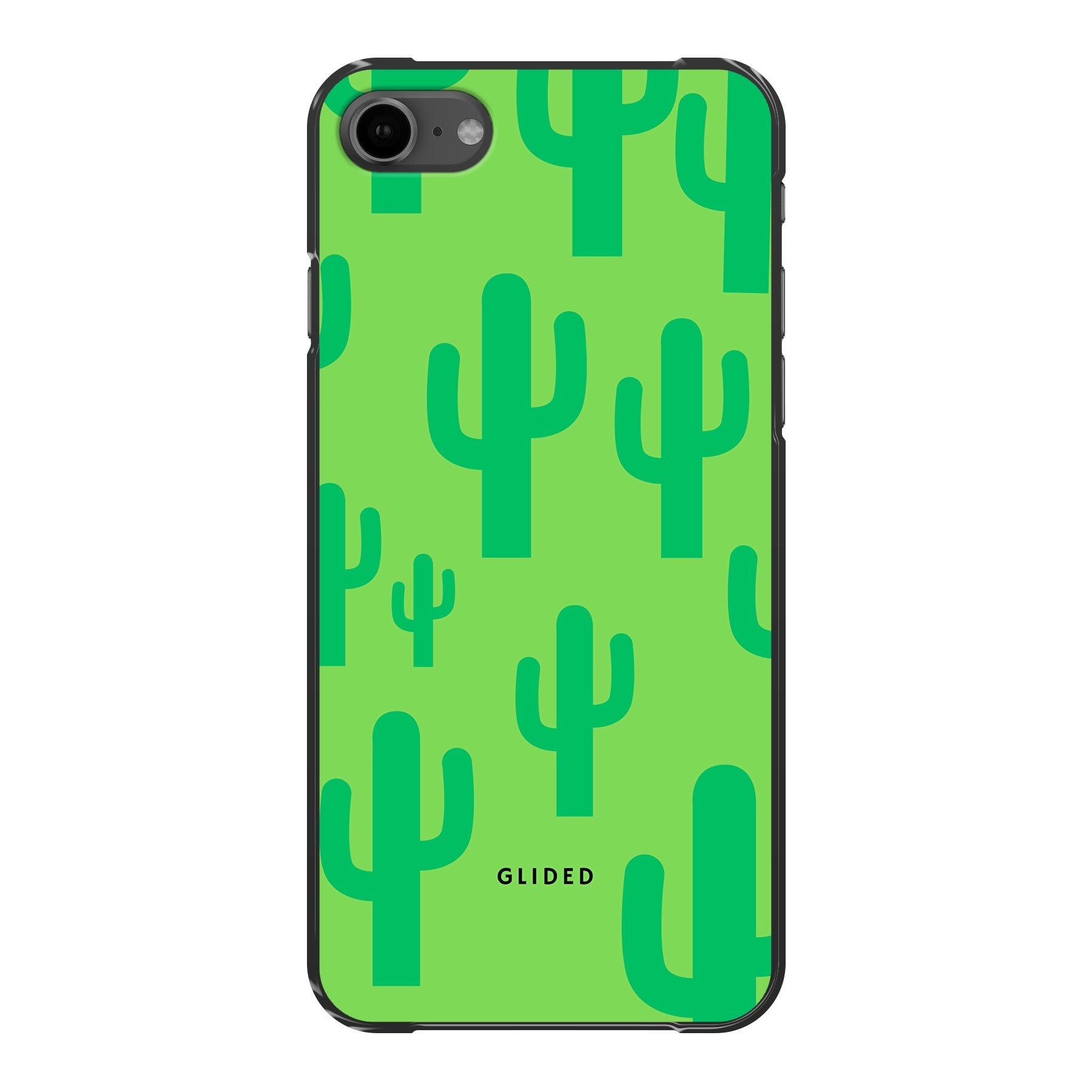 Cactus Spikes iPhone 8 Handyhülle mit lebendigem Kaktusdesign auf grünem Hintergrund, idealer Schutz und stilvolles Accessoire.