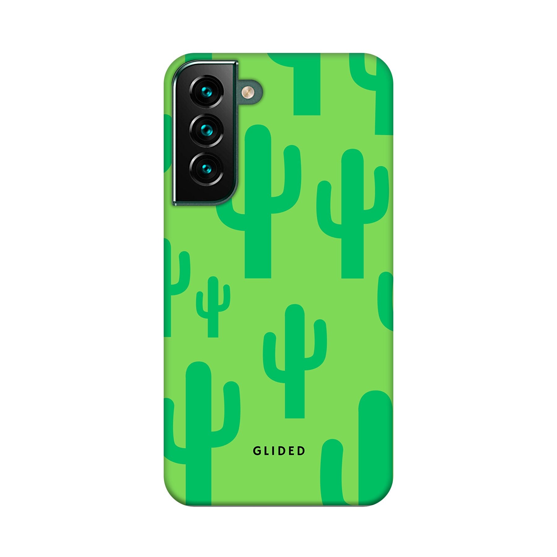 Cactus Spikes Handyhülle für Samsung Galaxy S22 Plus mit lebendigem Kaktusdesign auf grünem Hintergrund, stilvoll und schützend.