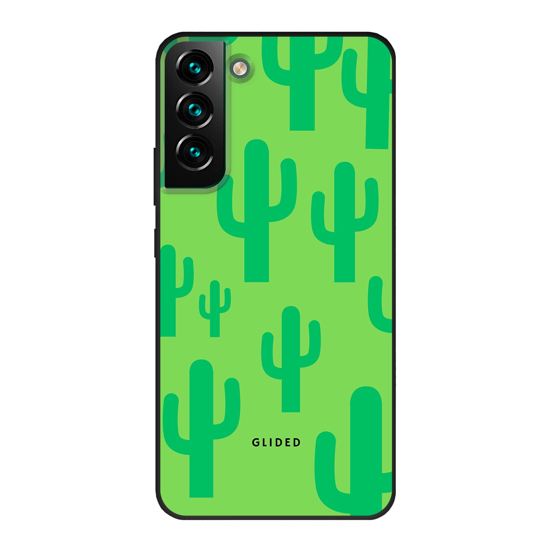 Cactus Spikes Handyhülle für Samsung Galaxy S22 Plus mit lebendigem Kaktusdesign auf grünem Hintergrund, stilvoll und schützend.