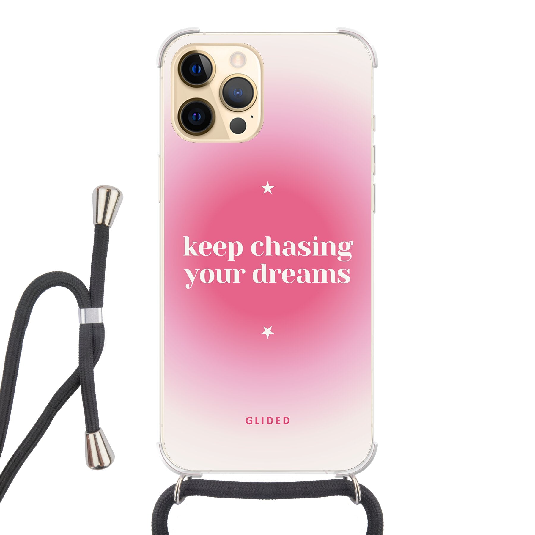 Chasing Dreams Handyhülle für iPhone 12 Pro Max mit inspirierender Botschaft und schlankem Design, idealer Schutz für dein Smartphone.