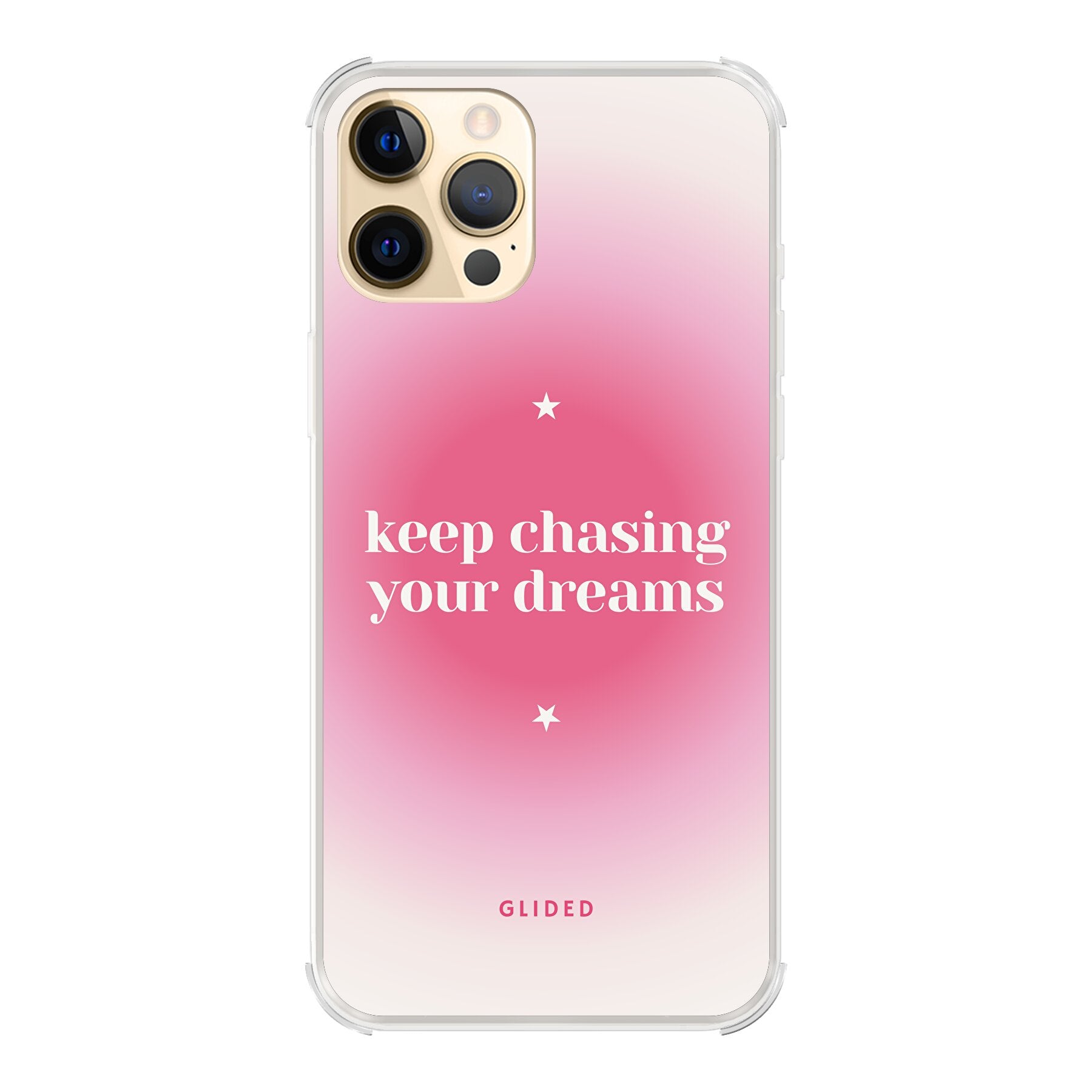 Chasing Dreams Handyhülle für iPhone 12 Pro Max mit inspirierender Botschaft und schlankem Design, idealer Schutz für dein Smartphone.