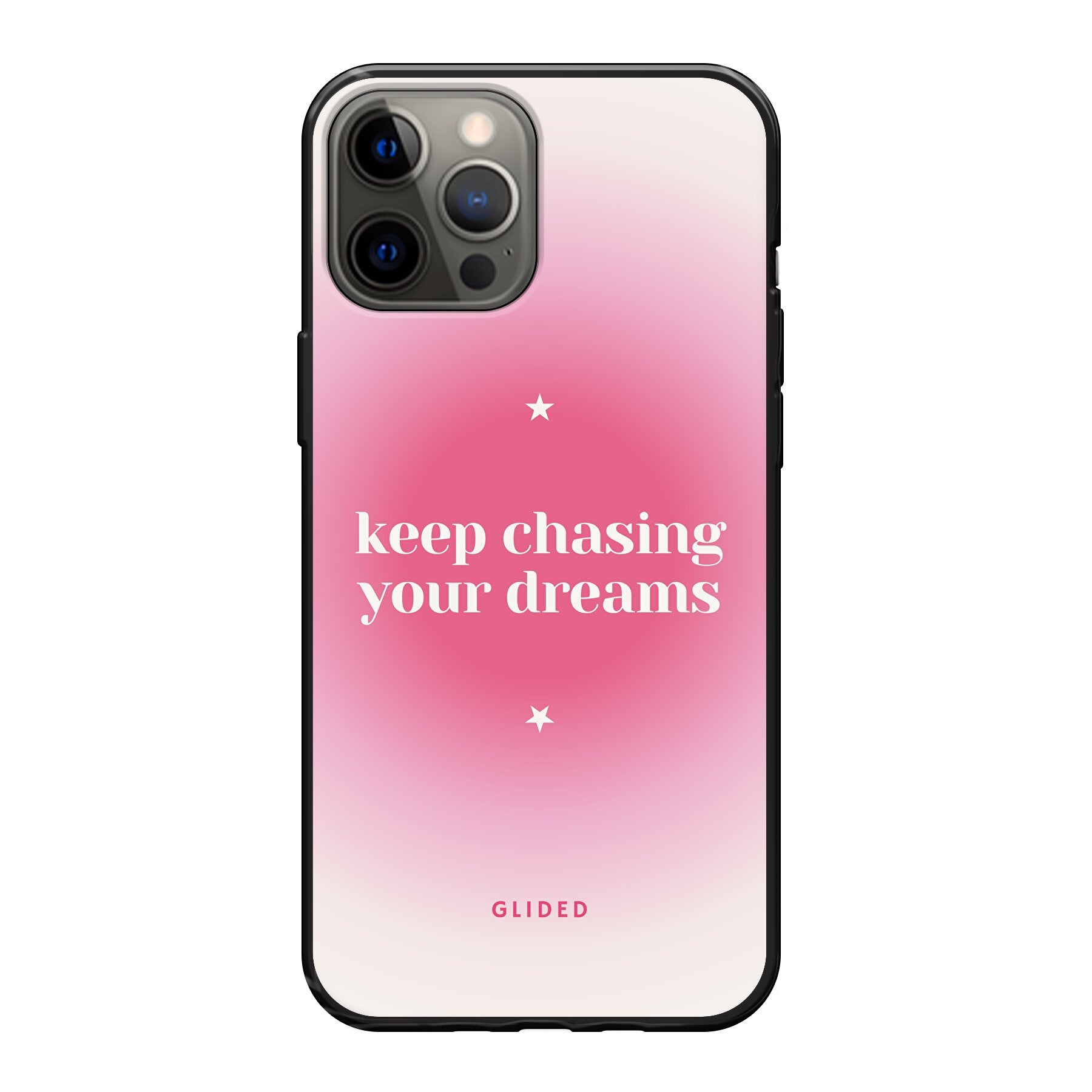 Chasing Dreams Handyhülle für iPhone 12 Pro Max mit inspirierender Botschaft und schlankem Design, idealer Schutz für dein Smartphone.