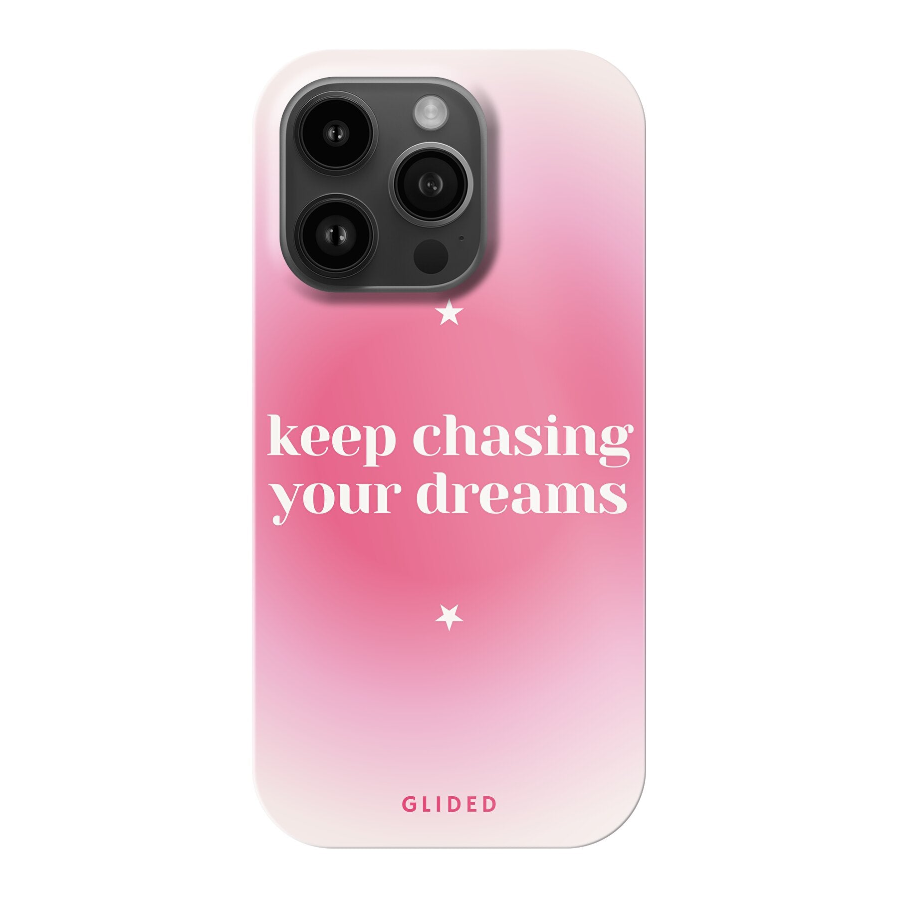 Chasing Dreams iPhone 14 Pro Handyhülle mit inspirierender Botschaft und schlankem Design, idealer Schutz für dein Smartphone.