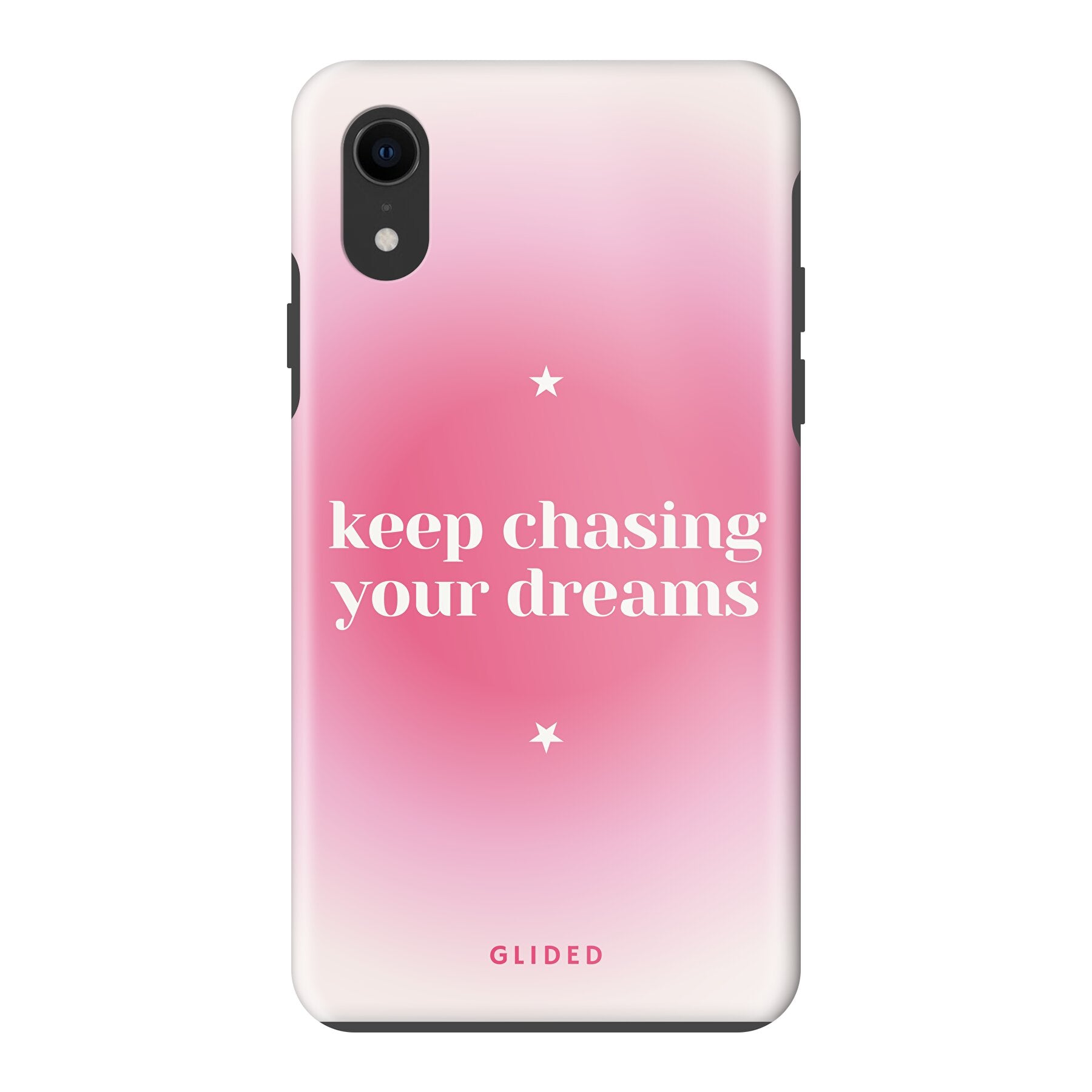 Chasing Dreams Handyhülle für iPhone X/Xs mit inspirierender Botschaft und schlankem Design, bietet Schutz und Zugang zu Funktionen.