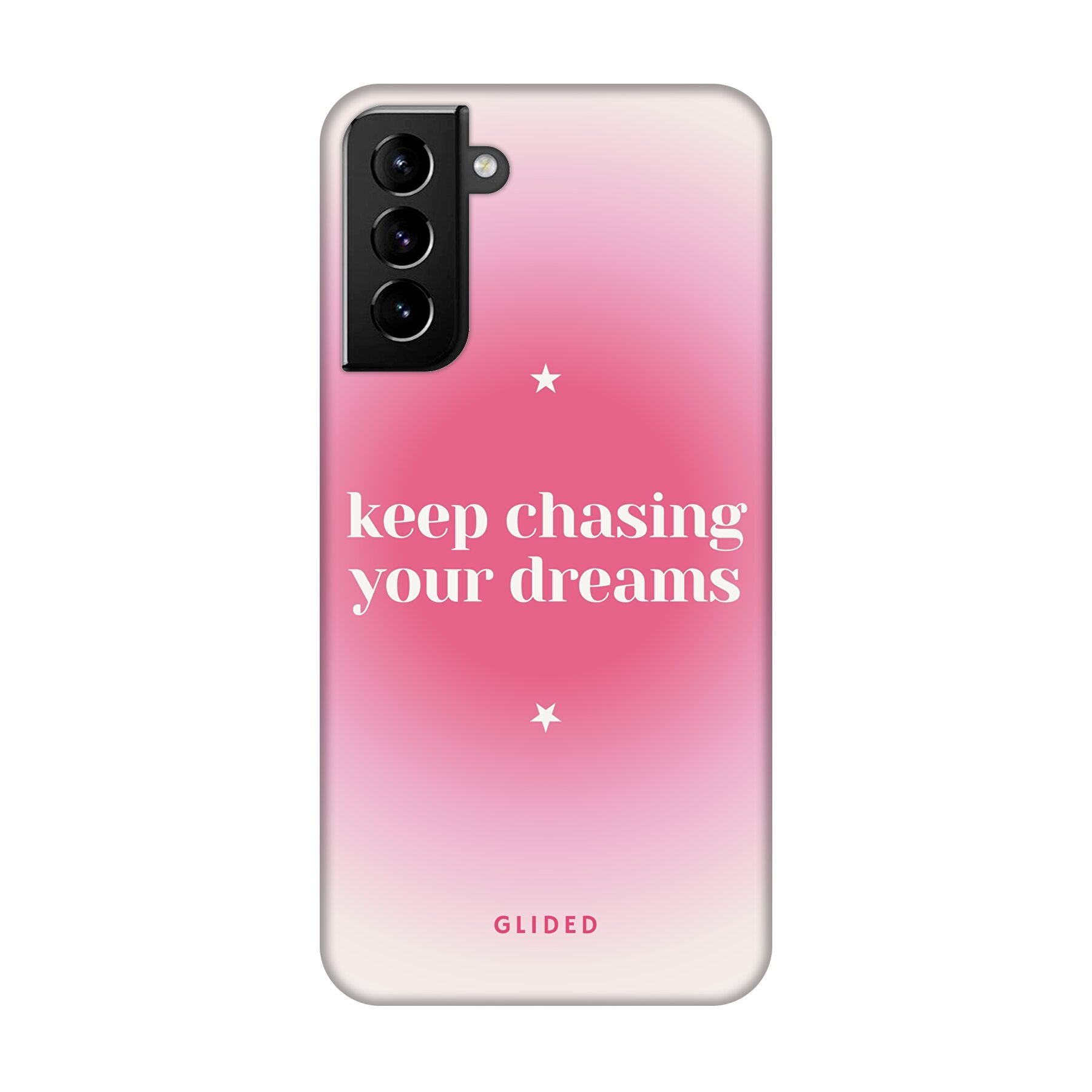 Motivierende 'Chasing Dreams' Handyhülle für Samsung Galaxy S21 Plus 5G mit inspirierender Botschaft und schlankem Design.