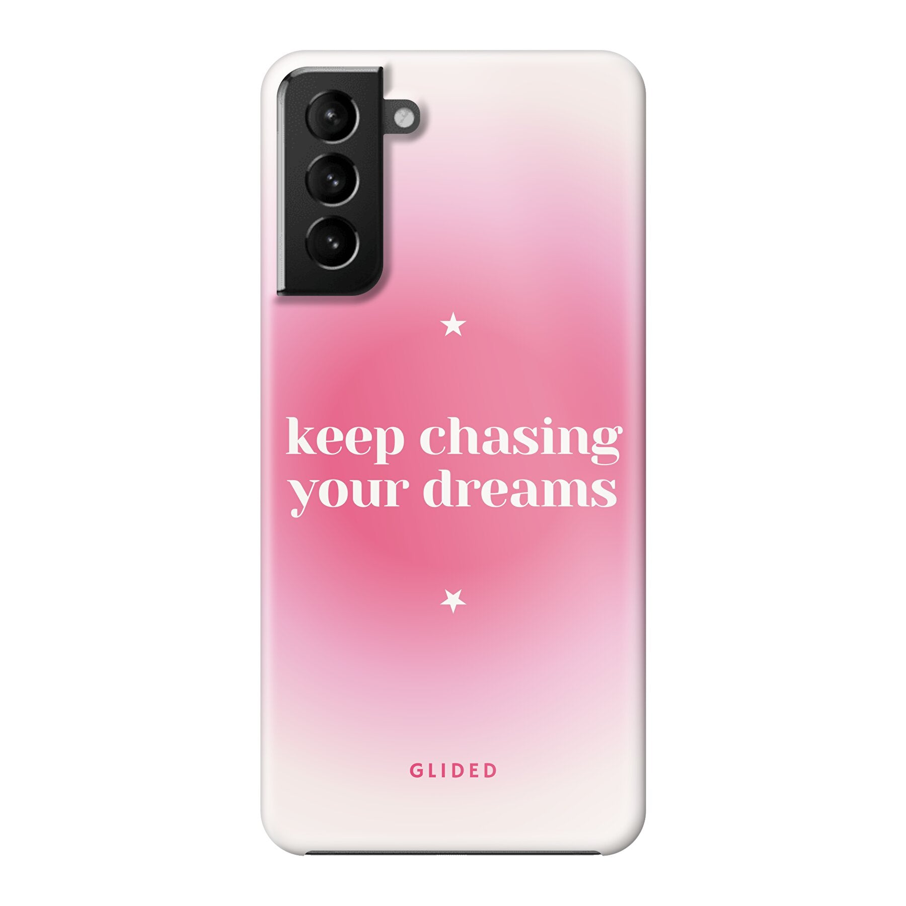 Motivierende 'Chasing Dreams' Handyhülle für Samsung Galaxy S21 Plus 5G mit inspirierender Botschaft und schlankem Design.