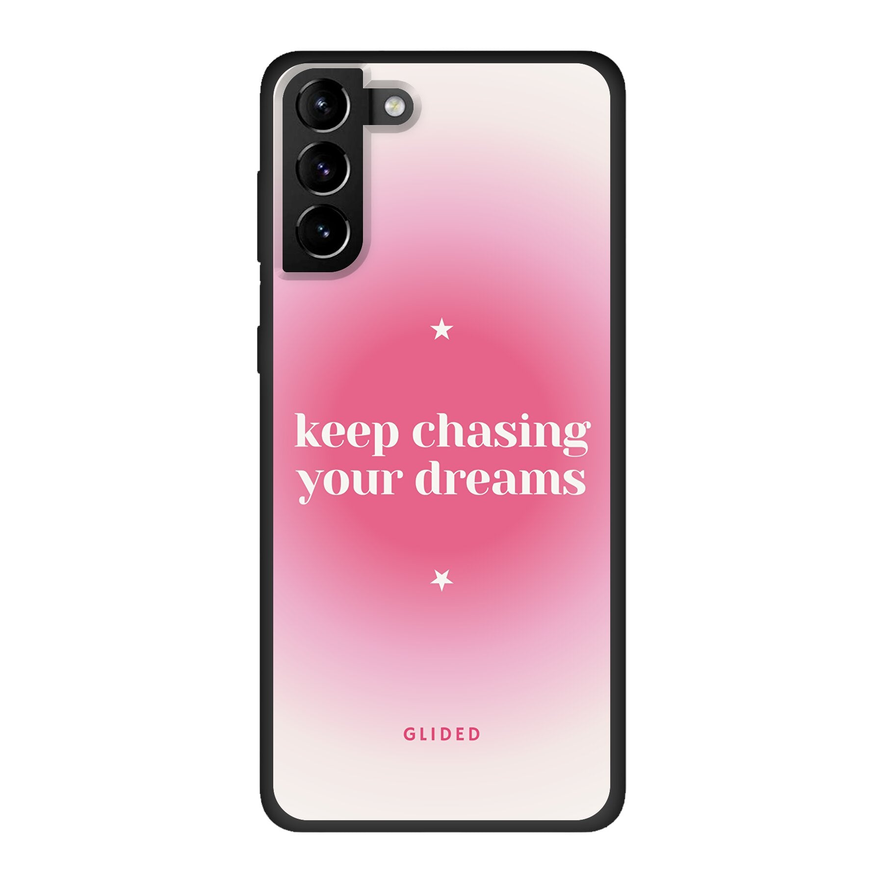 Motivierende 'Chasing Dreams' Handyhülle für Samsung Galaxy S21 Plus 5G mit inspirierender Botschaft und schlankem Design.