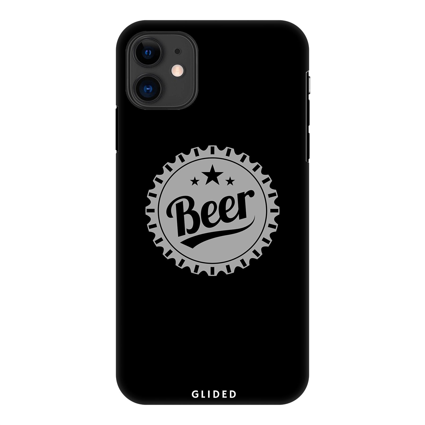 Cheers iPhone 11 Handyhülle mit Bierdeckel-Design und dem Wort 'Beer' für stilvollen Schutz.