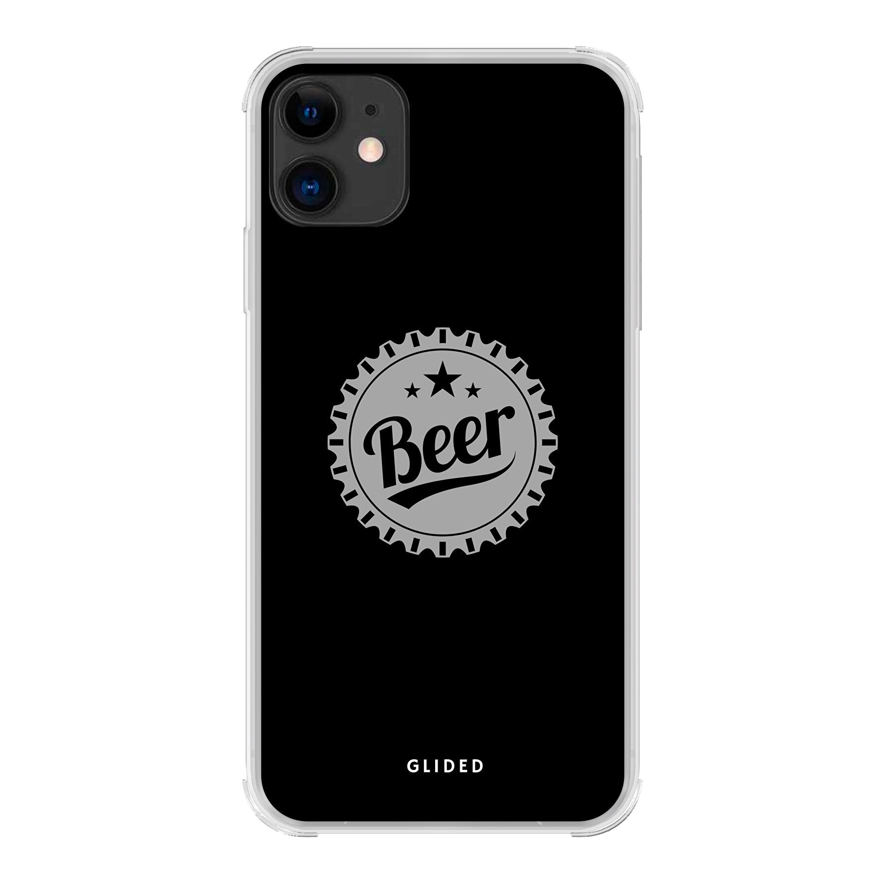 Cheers iPhone 11 Handyhülle mit Bierdeckel-Design und dem Wort 'Beer' für stilvollen Schutz.