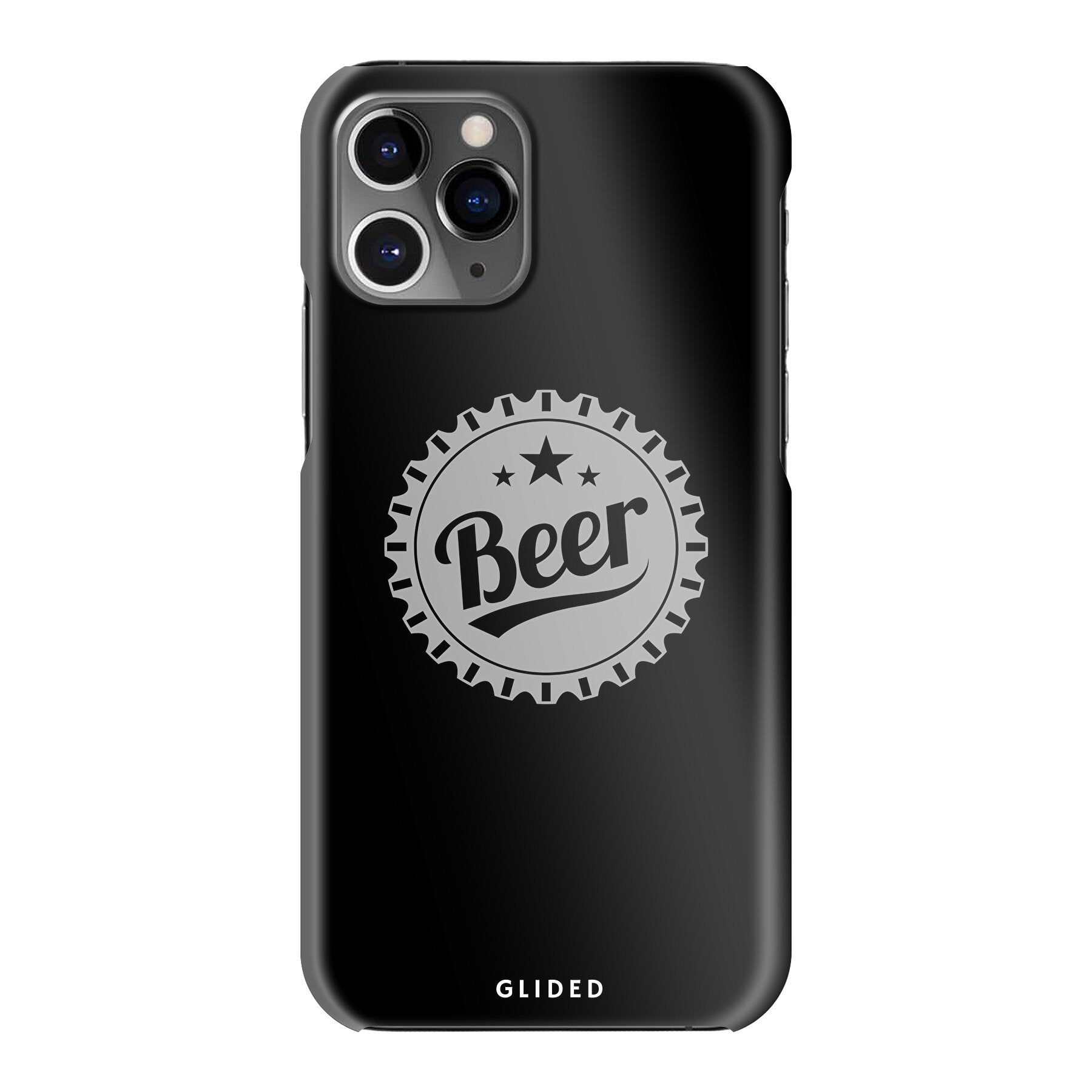 Cheers iPhone 11 Pro Handyhülle mit Bierdeckel-Design und dem Wort 'Beer' für stilvollen Schutz und Geselligkeit.