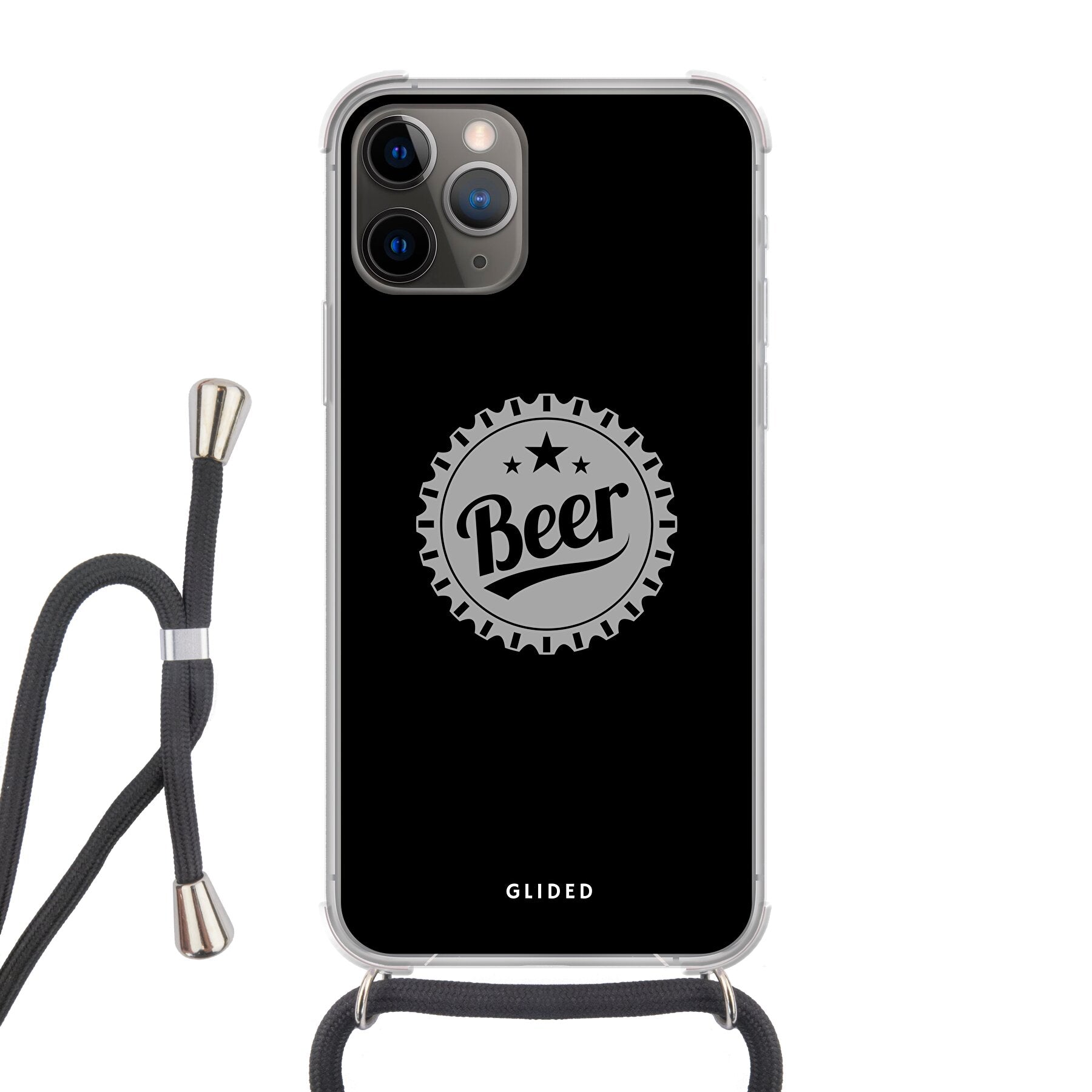 Cheers iPhone 11 Pro Handyhülle mit Bierdeckel-Design und dem Wort 'Beer' für stilvollen Schutz und Geselligkeit.