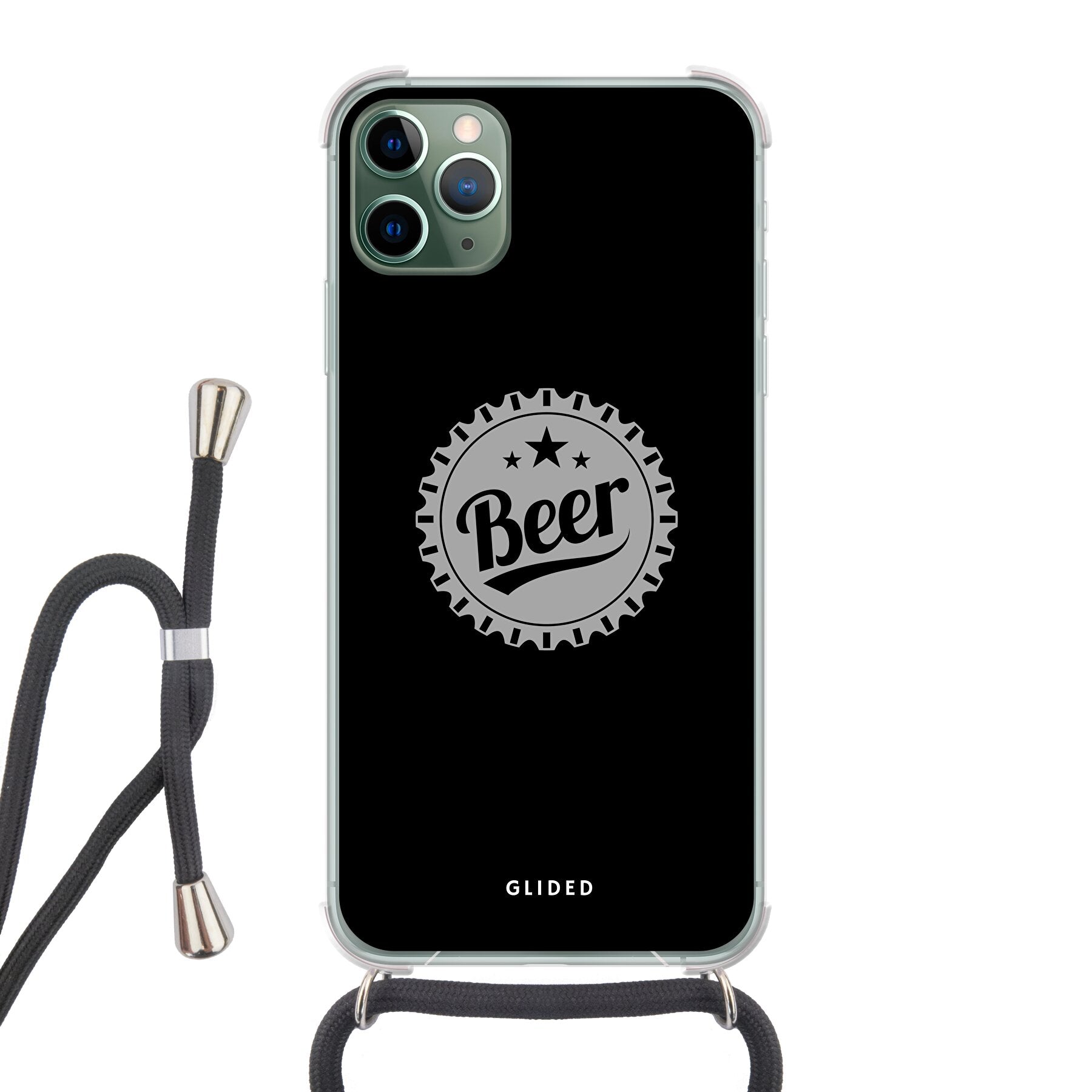 Cheers iPhone 11 Pro Max Handyhülle mit Bierdeckel-Design und dem Wort 'Beer', ideal für Bierliebhaber.