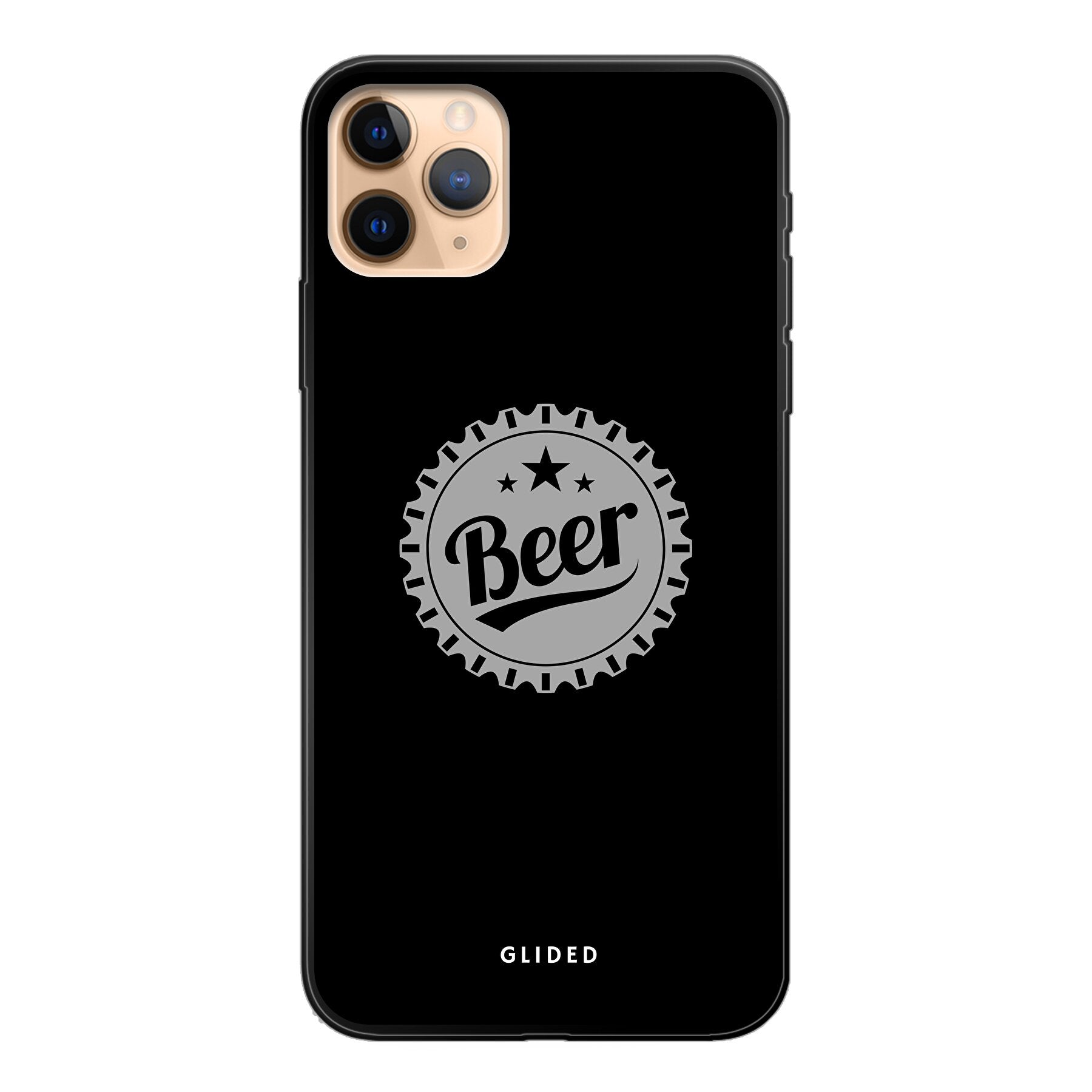 Cheers iPhone 11 Pro Max Handyhülle mit Bierdeckel-Design und dem Wort 'Beer', ideal für Bierliebhaber.