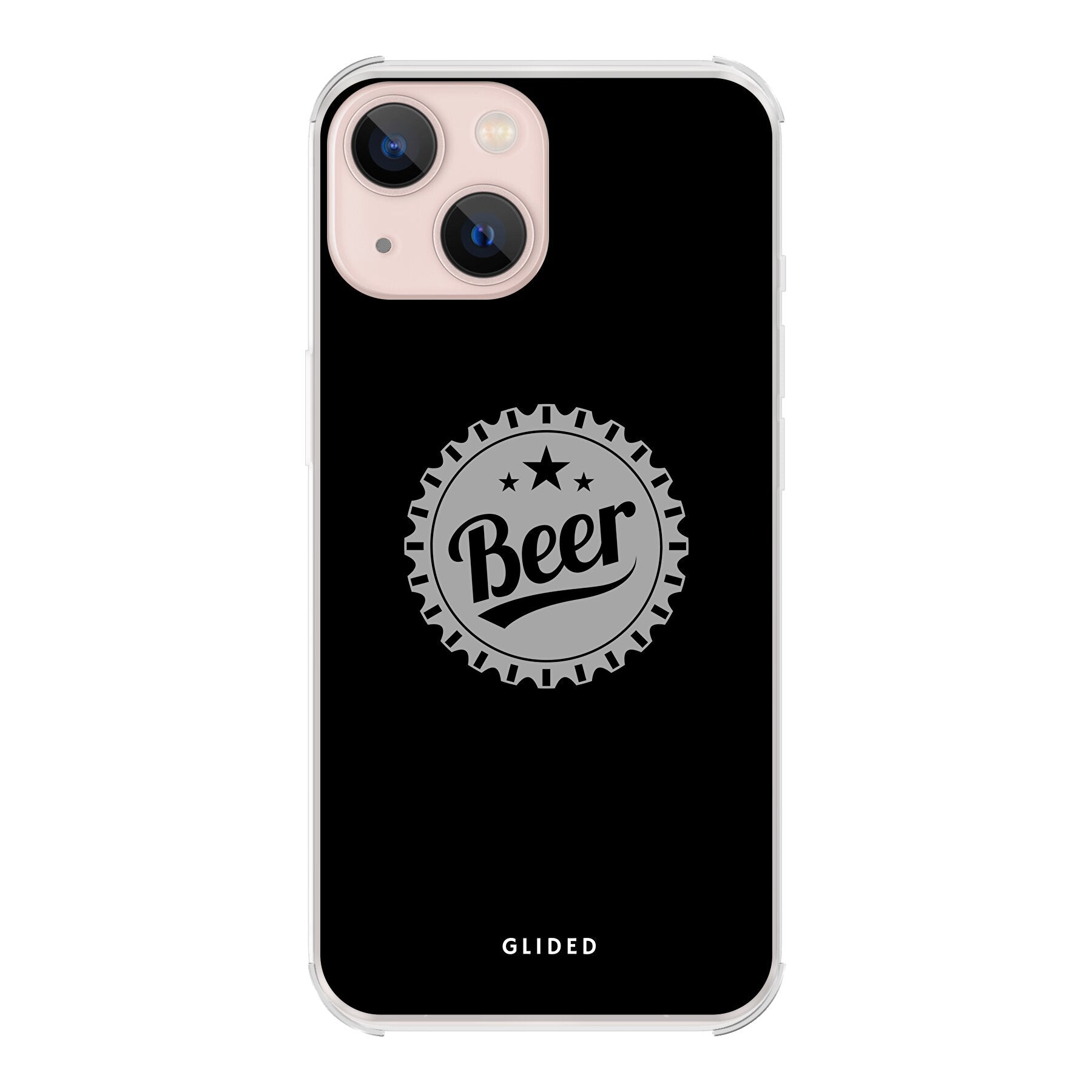 Cheers iPhone 13 Handyhülle mit Bierdeckel-Design und dem Wort 'Beer', ideal für Bierliebhaber.